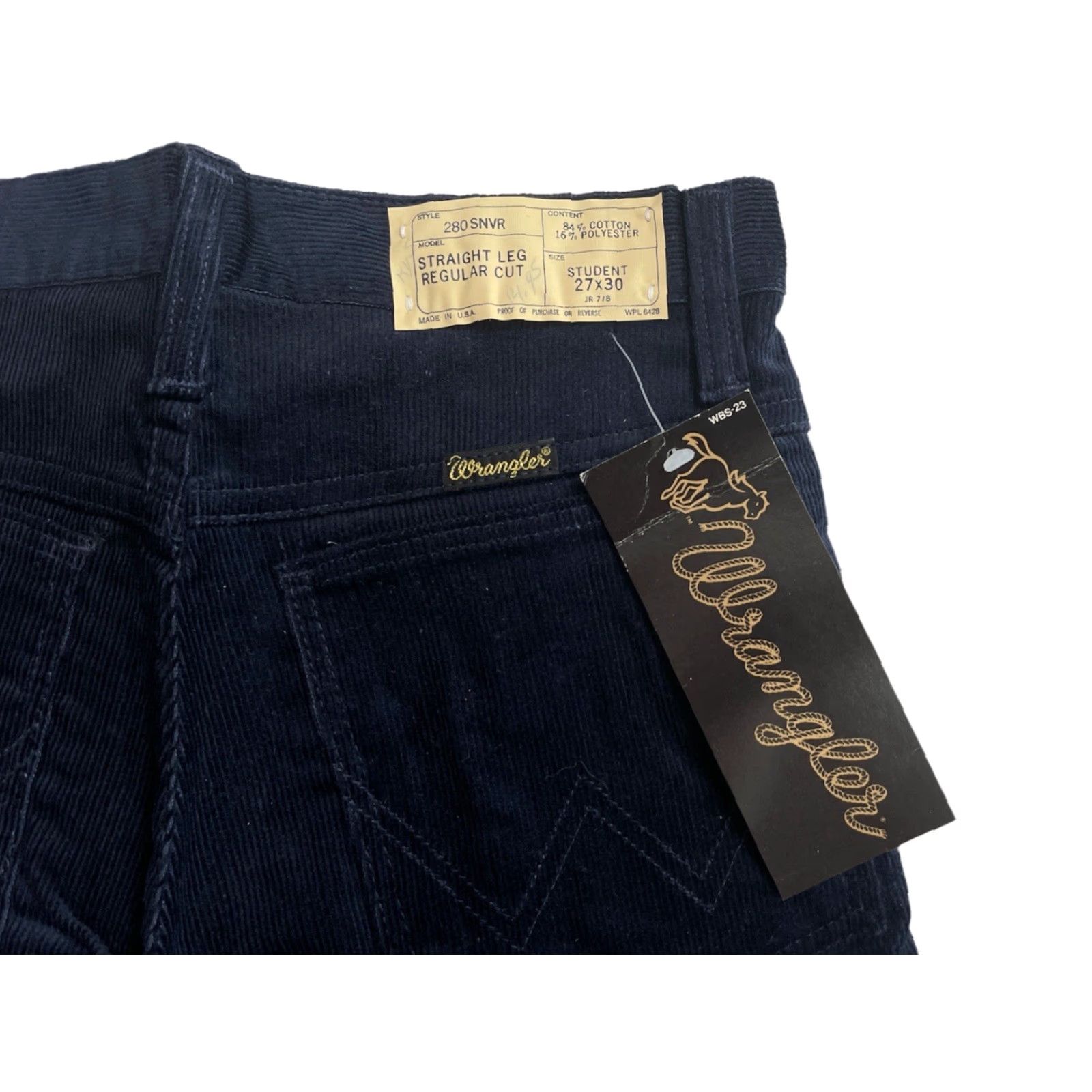 Wrangler VINTAGE Wrangler Corduroy Straight Leg Pants Men 27x30 Deadstock NWT Navy 70s Size US 27 - 3 Thumbnail
