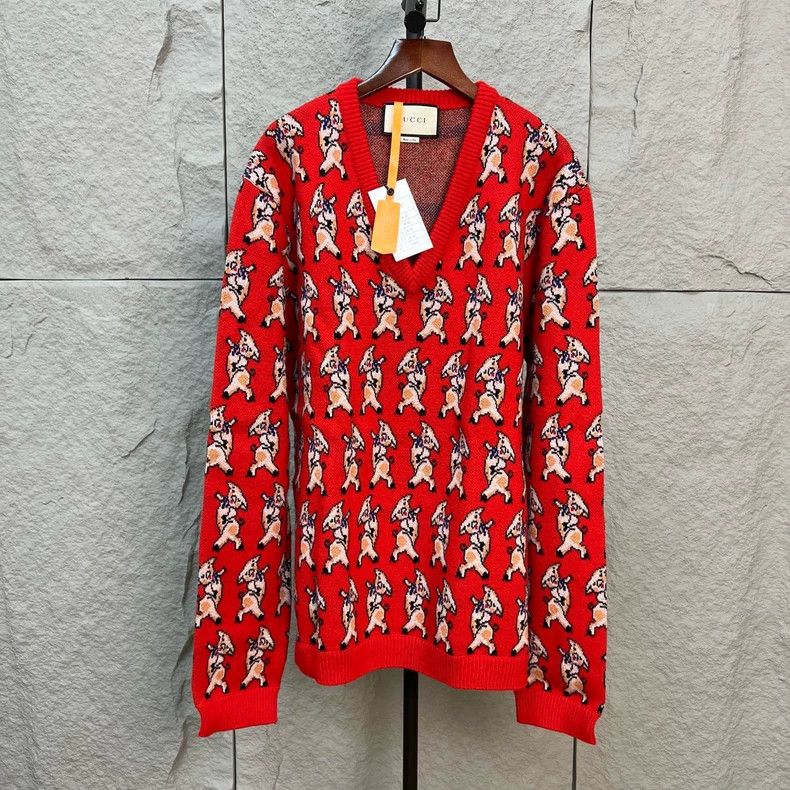 Gucci Gucci Red Piggy New Year's Limited Knitted Cardigan jacket Size US M / EU 48-50 / 2 - 1 Thumbnail