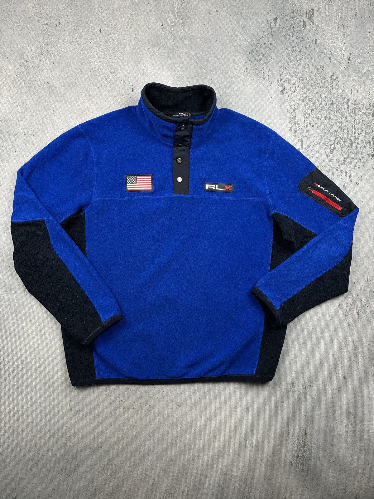 Polo Ralph Lauren Vintage RLX Ralph Lauren Fleece Pullover USA Flag Ski Tech Size US XL / EU 56 / 4 - 1 Thumbnail