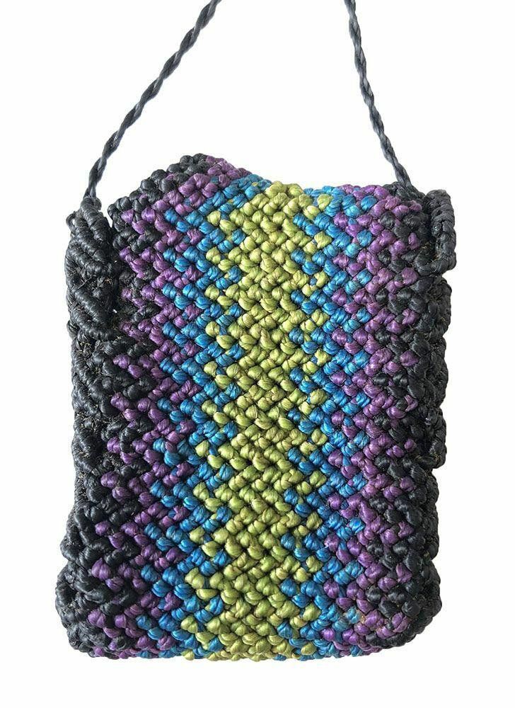 Designer New Black Artisan Waxed Nylon Hand Made Purse Necklace Size ONE SIZE - 2 Thumbnail