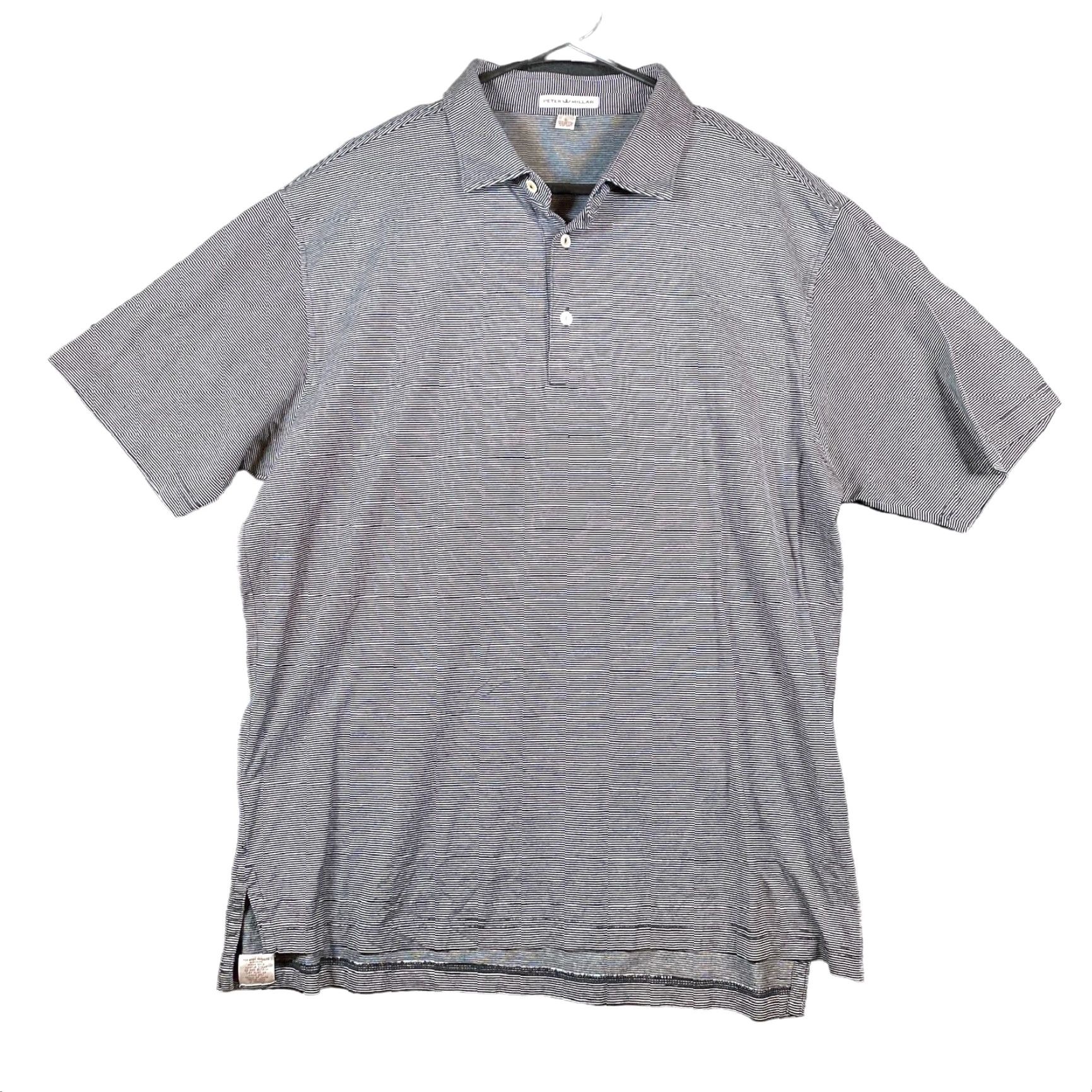 Peter Millar Peter Millar Mens Shirt Black White Stripe Short Sleeve Polo 100% Cotton Large Size US L / EU 52-54 / 3 - 2 Thumbnail
