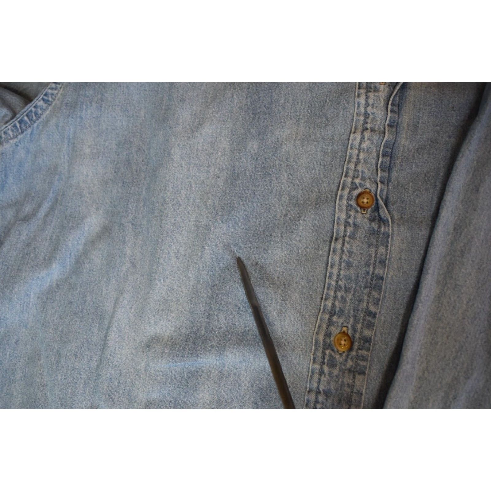 Denime VINTAGE Harriton Sturgis Buffalo Chip Embroidered Longhorn Denim Shirt Mens XL Long Sleeve Blue Cotton Button Down Collared Size US XL / EU 56 / 4 - 7 Thumbnail