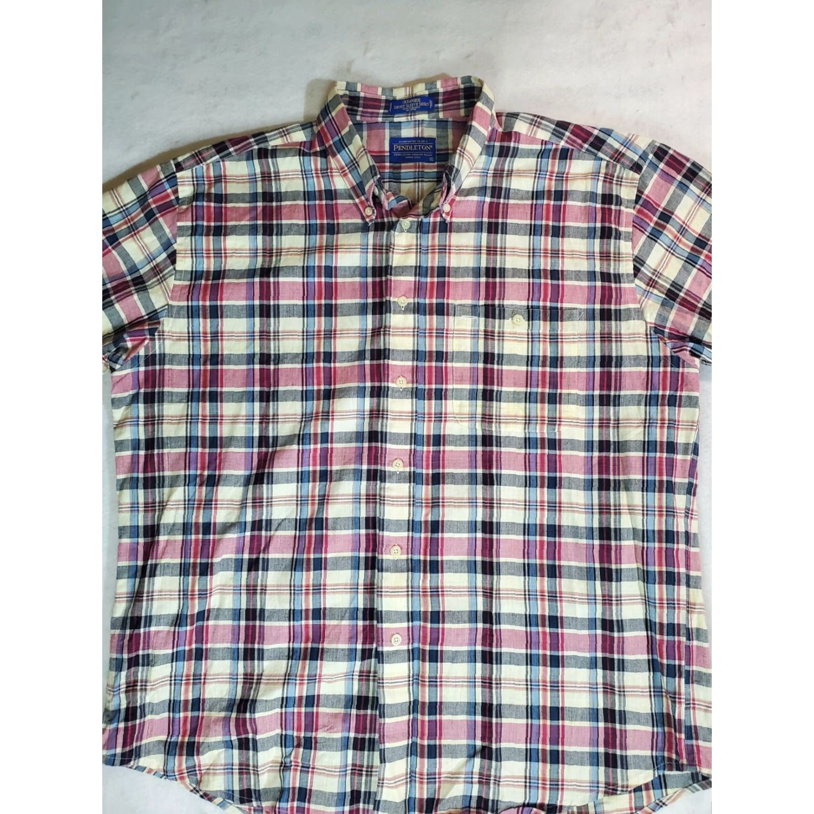 Pendleton Pendleton Oceanside Mens Shirt Large Plaid Short Sleeve Pocket Button-Up Size US XL / EU 56 / 4 - 2 Thumbnail
