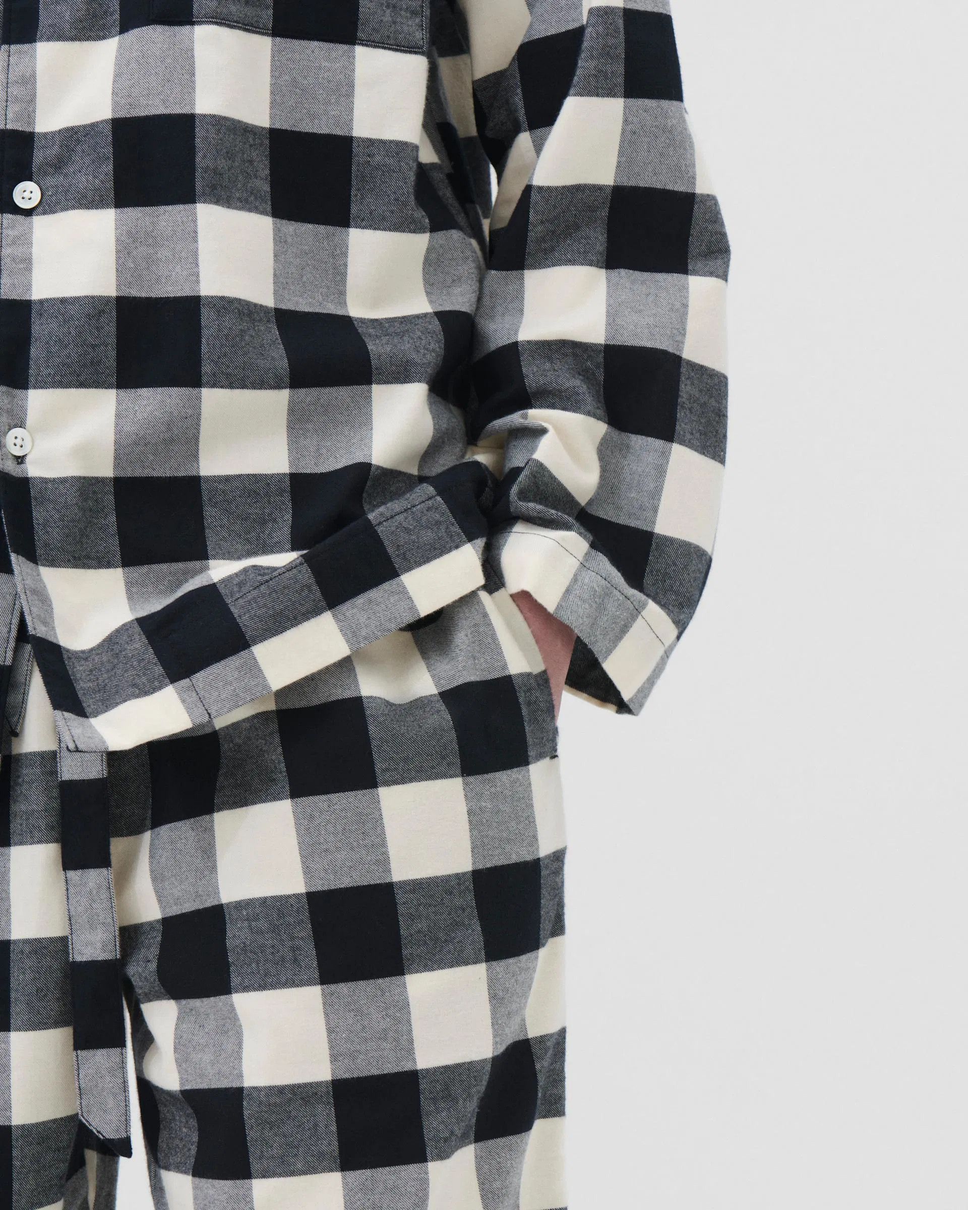 Tekla o1mle0525 Unisex Flannel Pyjamas Pants in Black Gingham Size 26" / US 2 / IT 38 - 5 Thumbnail