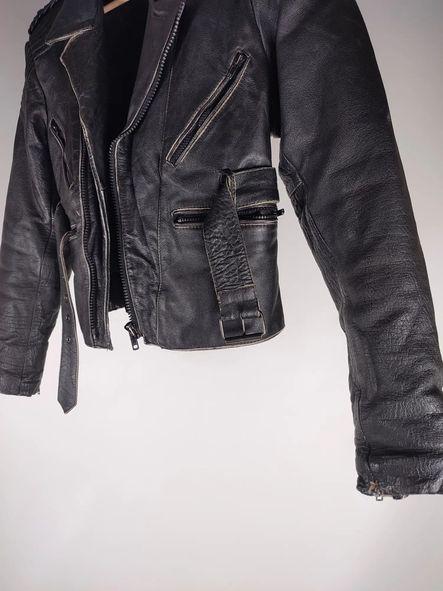 Vintage Vintage Moto Biker Faded Leather Jacket Size US M / EU 48-50 / 2 - 13 Thumbnail