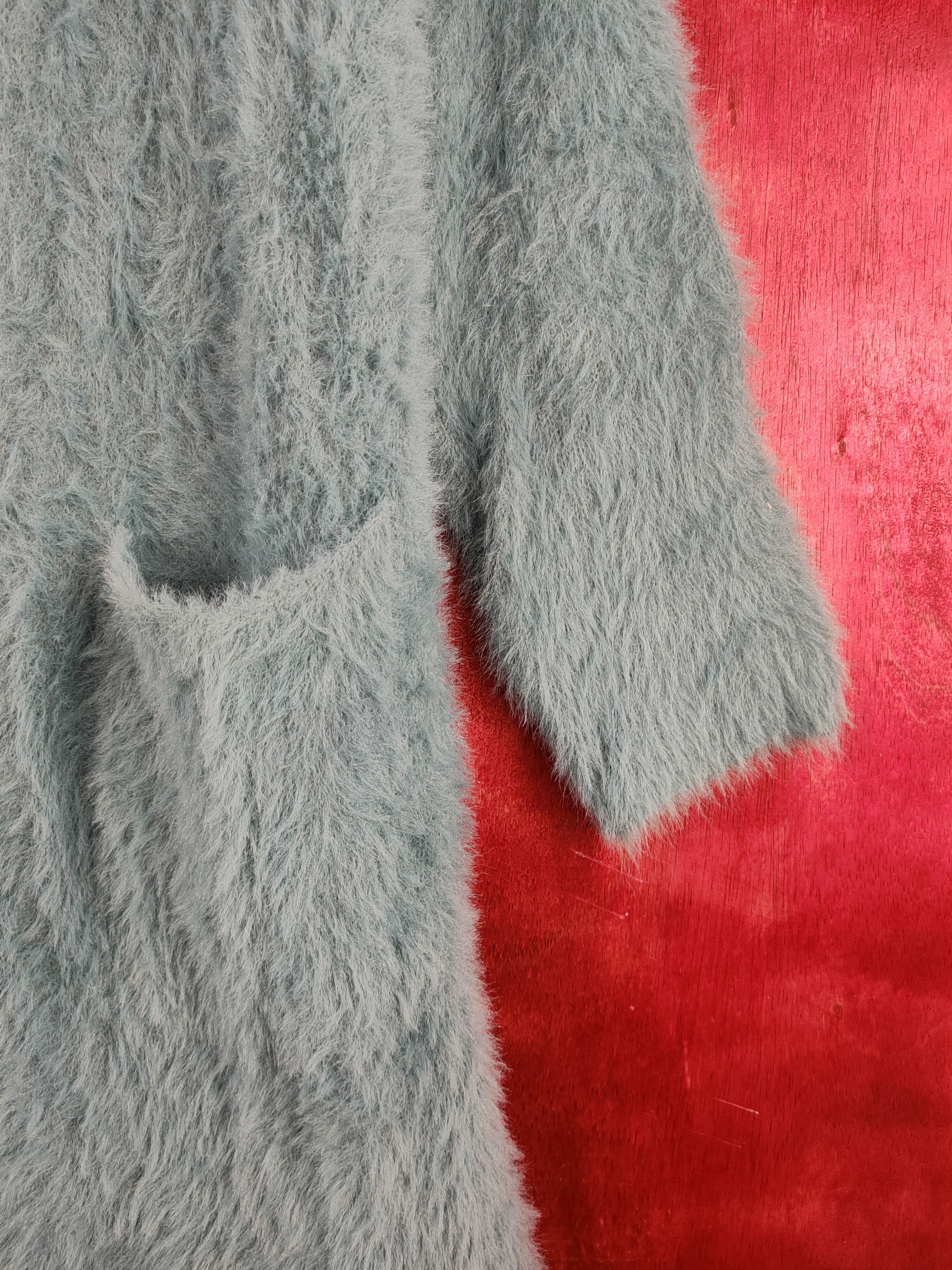 Homespun Knitwear × Japanese Brand × Vintage Dreskip Turquoise Fur Mohair Knitwear Cardigan #S2038 Size M / US 6-8 / IT 42-44 - 6 Thumbnail