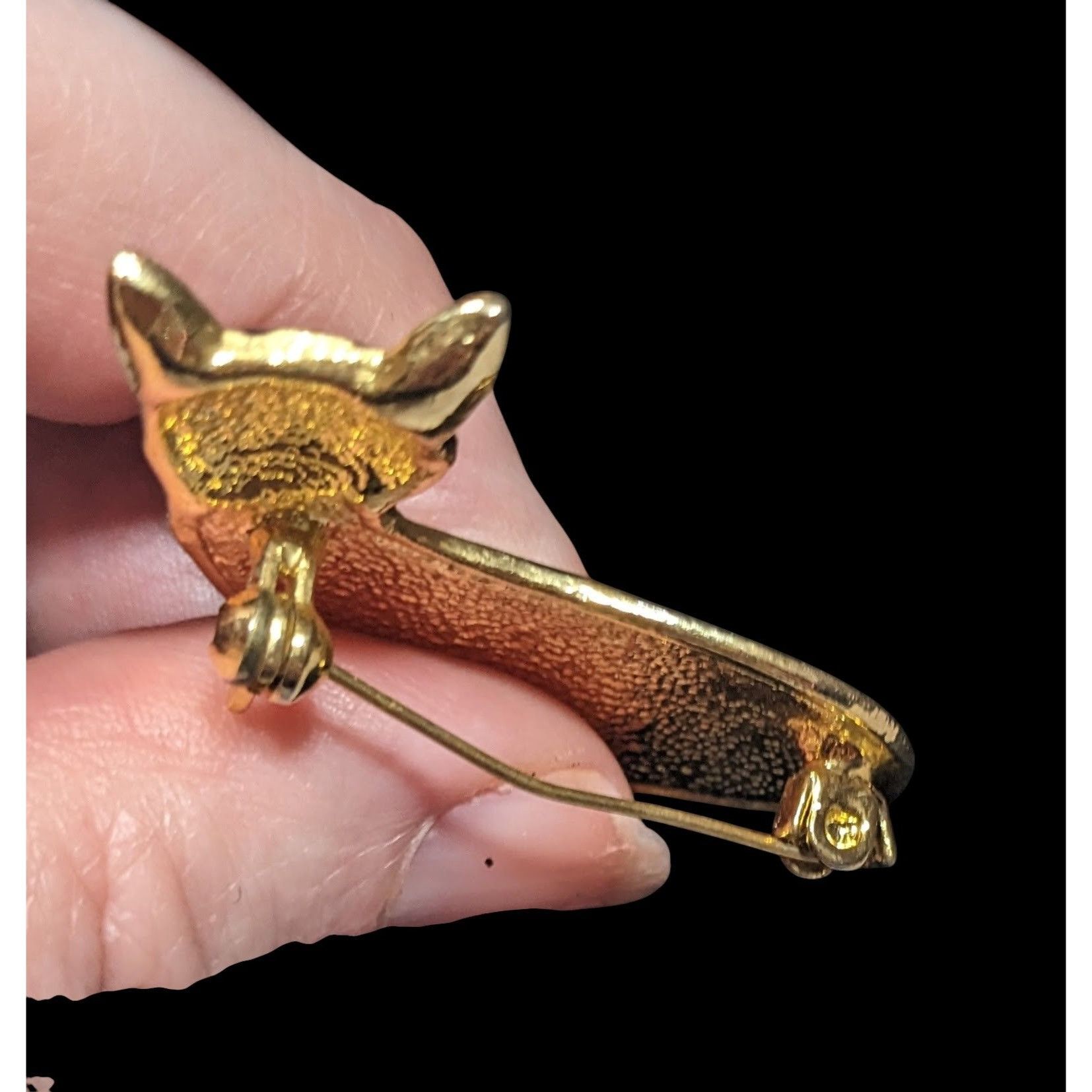 Other Vintage Cat Black Enamel And Gold Tone Brooch With Rhineston Size ONE SIZE - 3 Thumbnail