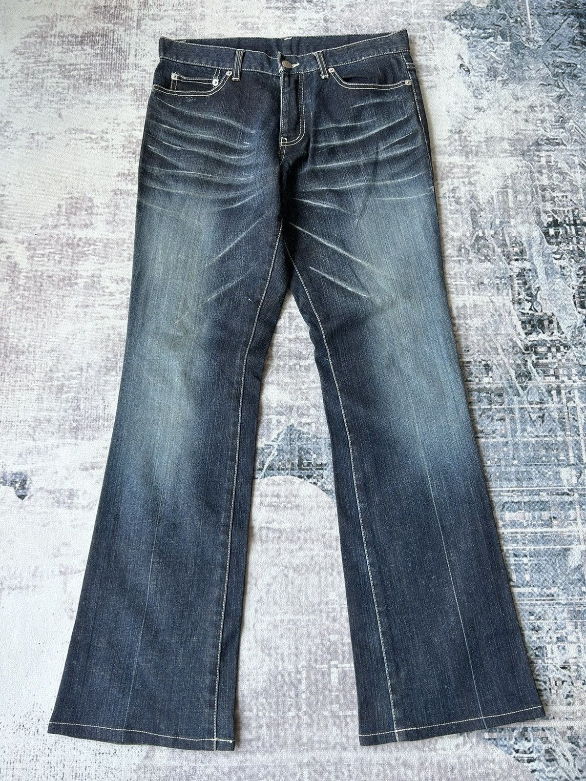 If Six Was Nine Tornado Mart Flared Blue Denim Jeans Size US 31 - 3 Thumbnail