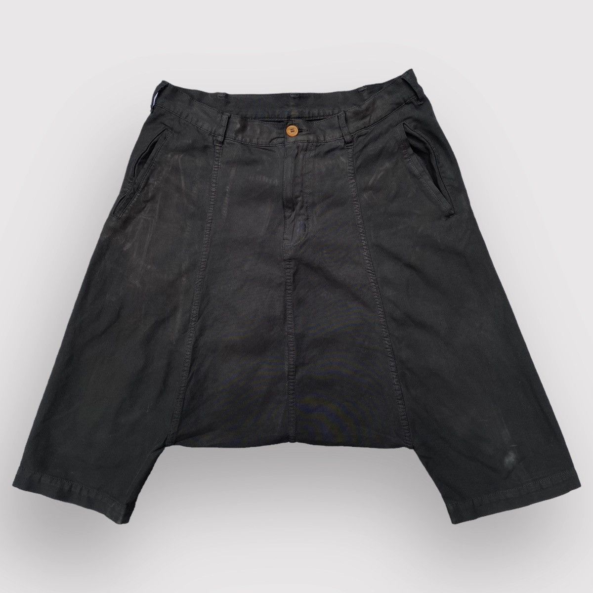 Comme des Garcons SS10 Black Poly Drop Crotch Shorts Size US 32 / EU 48 - 1 Thumbnail