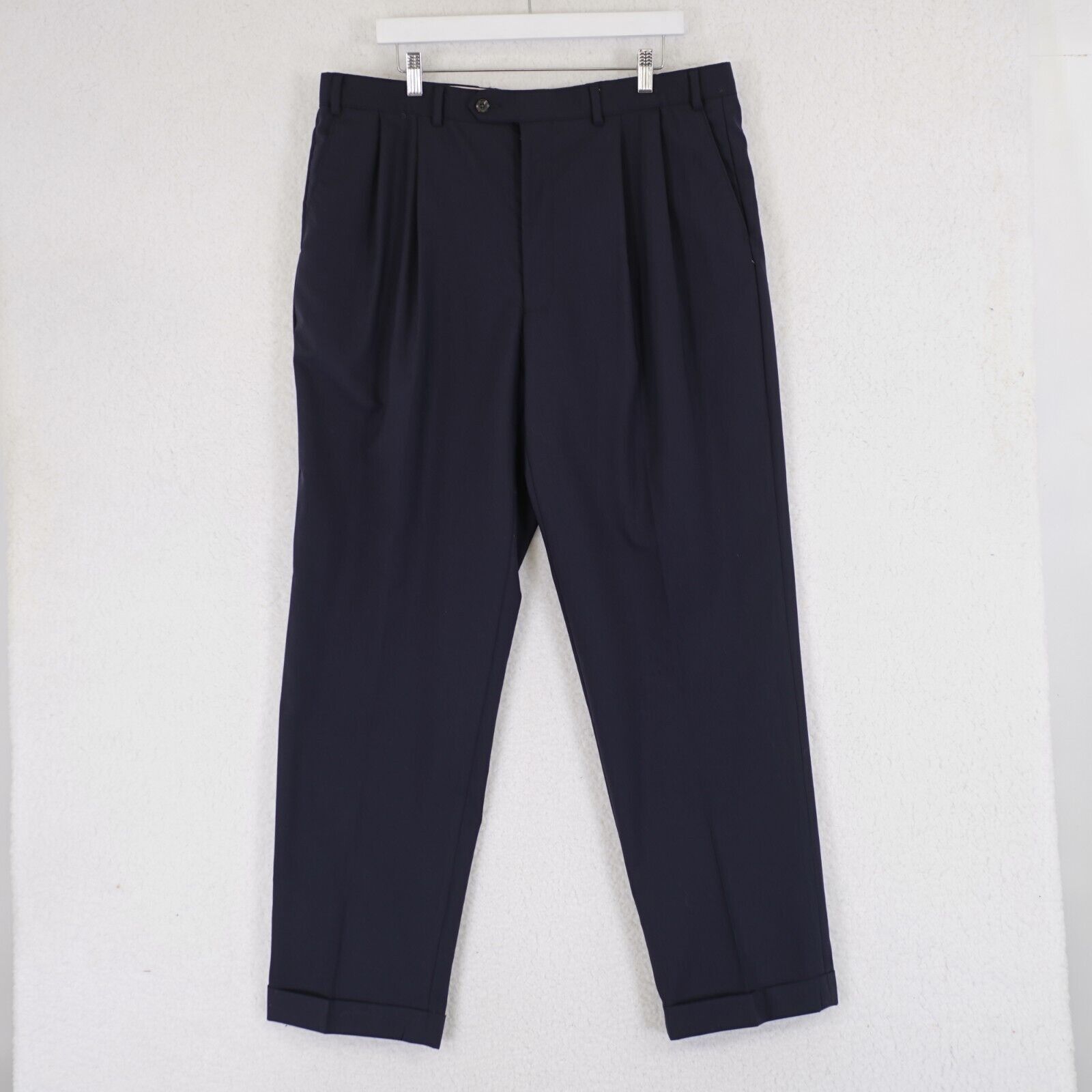 Lauren Ralph Lauren Lauren Ralph Lauren Wool Blue Pleated Cuffed Dress Pants 38/ Size 38L - 1 Thumbnail