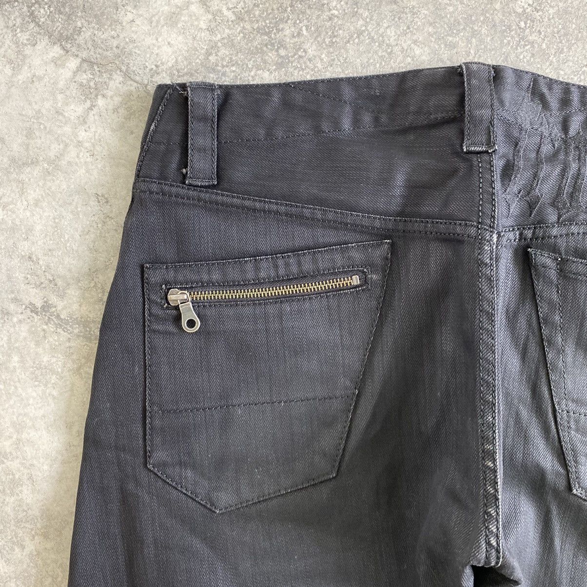 Japanese Brand Vintage Troiso Japan Curved Leg Coated Black Jeans Size US 31 - 20 Thumbnail