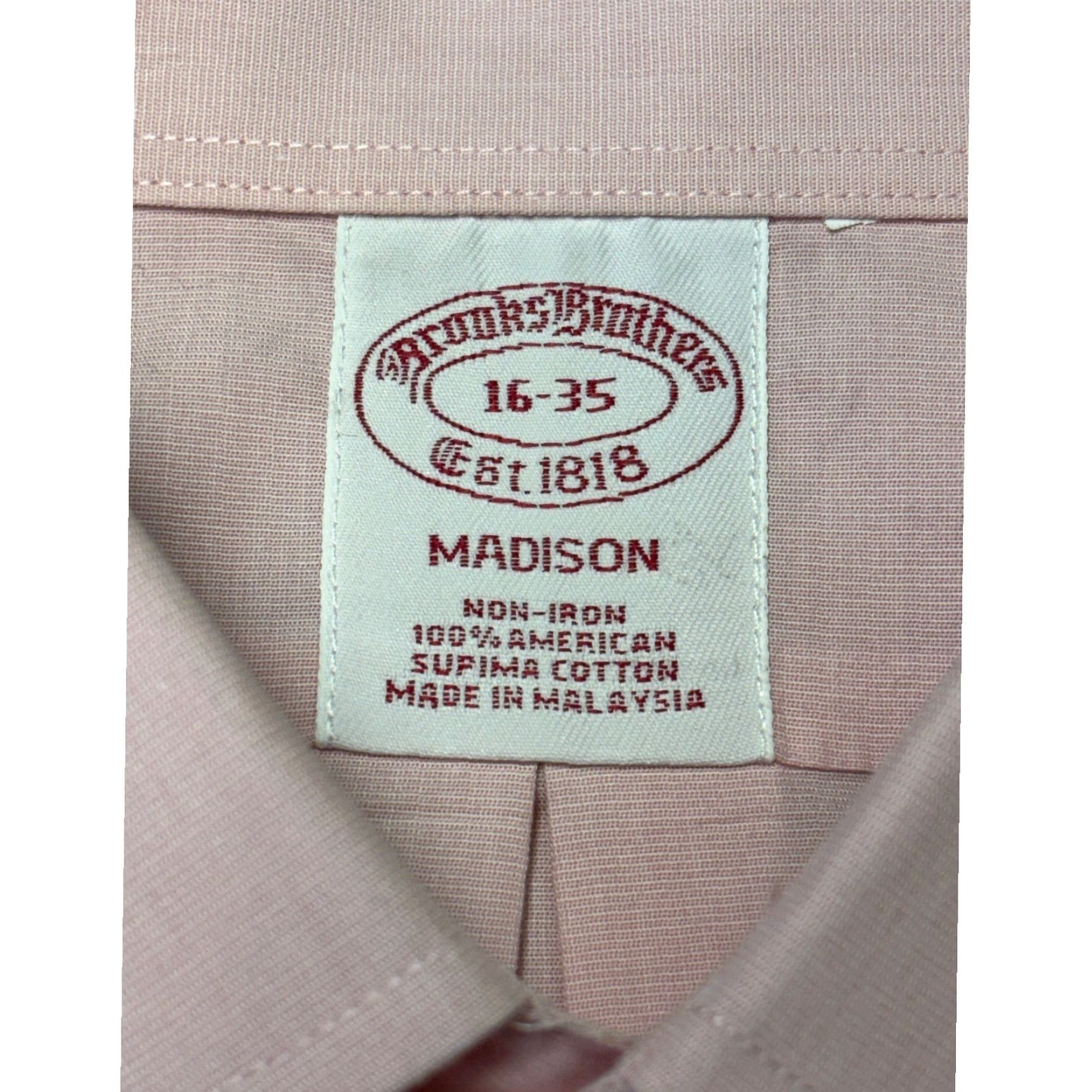 Brooks Brothers Brooks Brothers Dress Shirt Pink Non Iron Supima Madison Men 16 35 Classic Collar Button Cuffs Size 42R - 4 Thumbnail