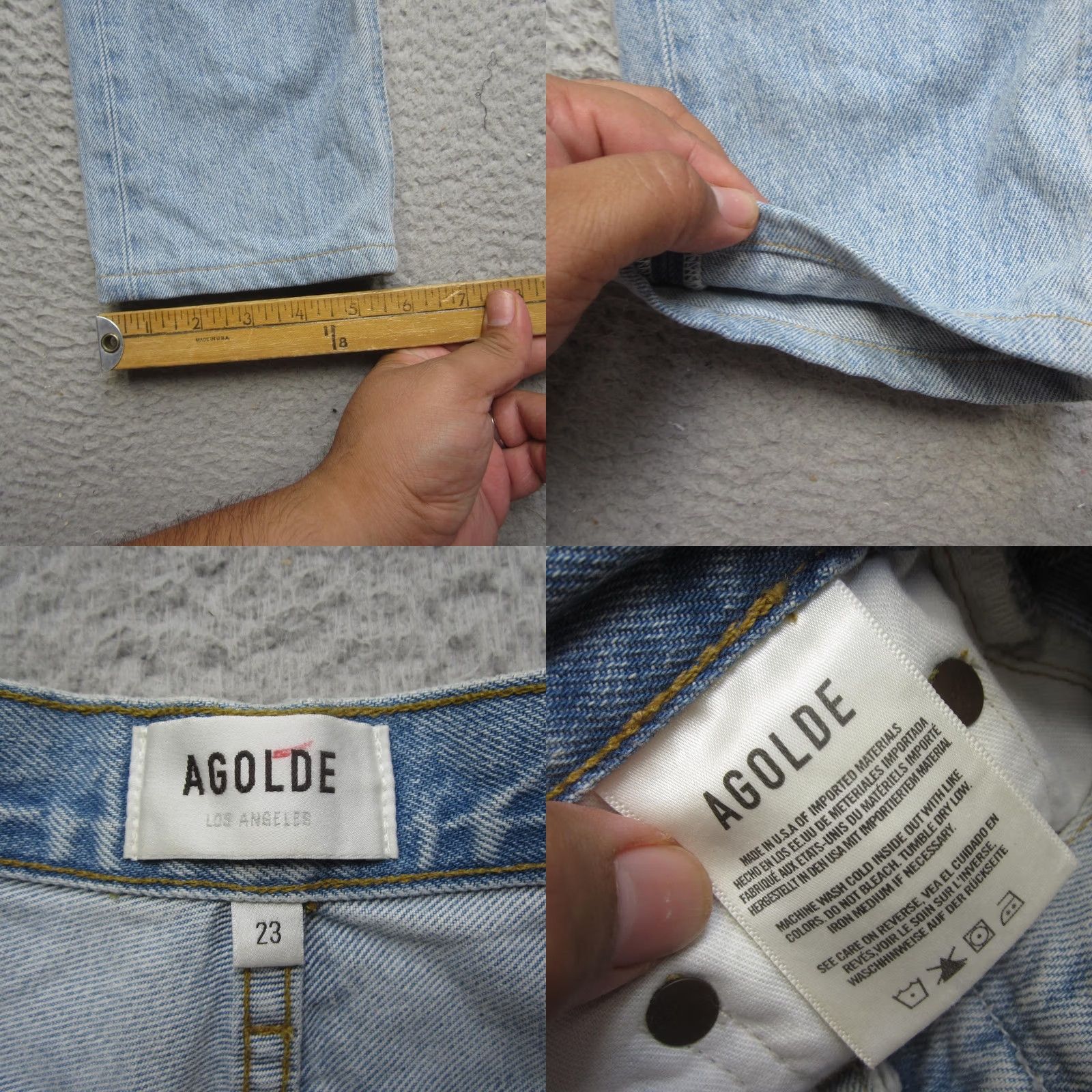 Agolde AGOLDE Riley High Rise Jeans Womens 23 Blue Distressed Straight Crop Denim USA Size 40" / US 18 - 8 Thumbnail