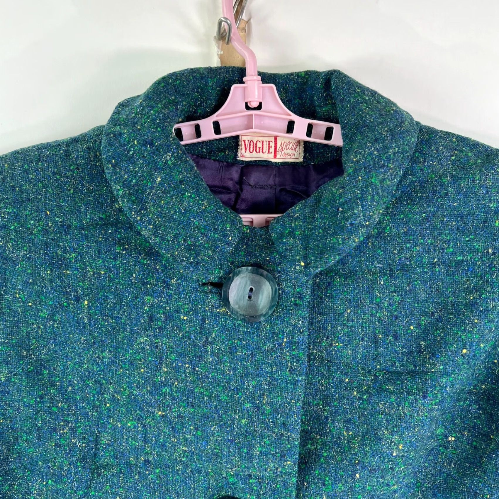 Vogue Vogue Jacket Womens Overcoat M Wool Blend 1/2 Sleeve Green Blue 60's Vintage Designer Regular Jacket Size M / US 6-8 / IT 42-44 - 3 Thumbnail