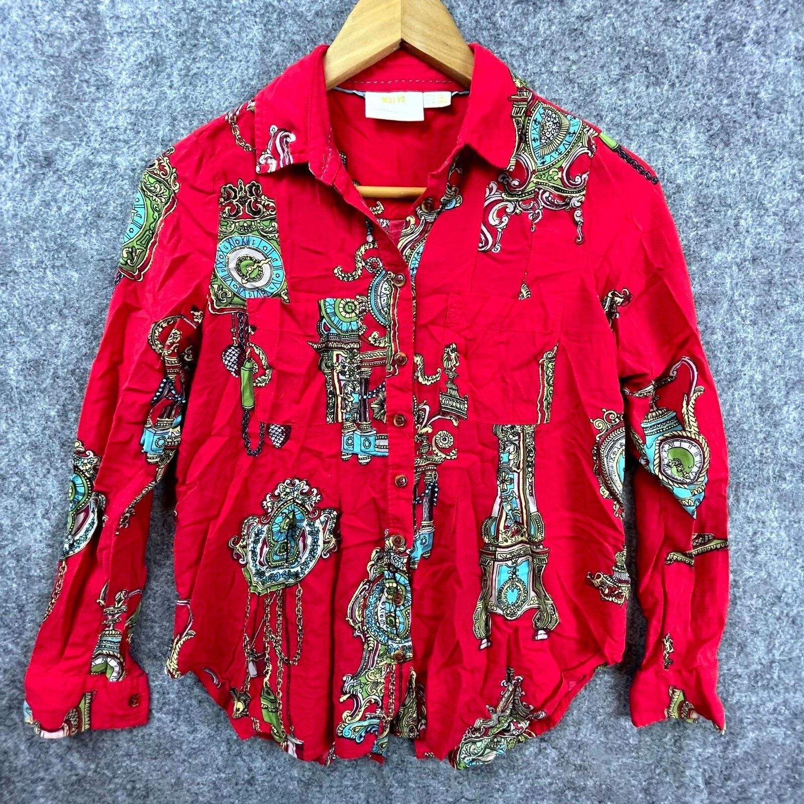 Anthropologie Maeve By Anthropologie Shirt Womens 2 Red Graphic Print Luxe Size XS / US 0-2 / IT 36-38 - 1 Thumbnail