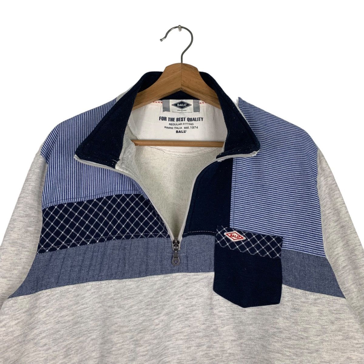 Japanese Brand BALL Half Zip Turtle Neck Colorblock Sweatshirts #0744-C34 Size US L / EU 52-54 / 3 - 10 Thumbnail