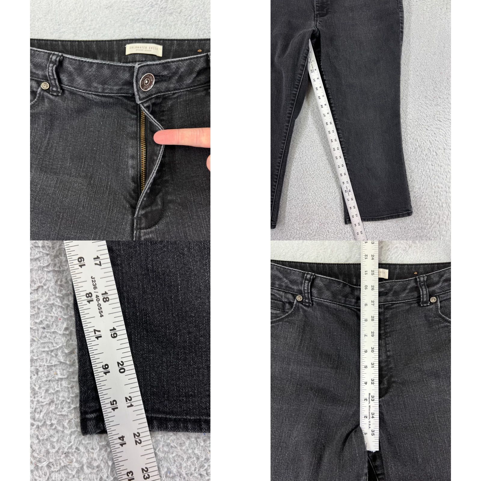 Coldwater Creek Coldwater Creek Jeans Womens 16 Black Denim Capri Cotton Blend Mid 33x22 Size 38" / US 16 / IT 52 - 8 Thumbnail
