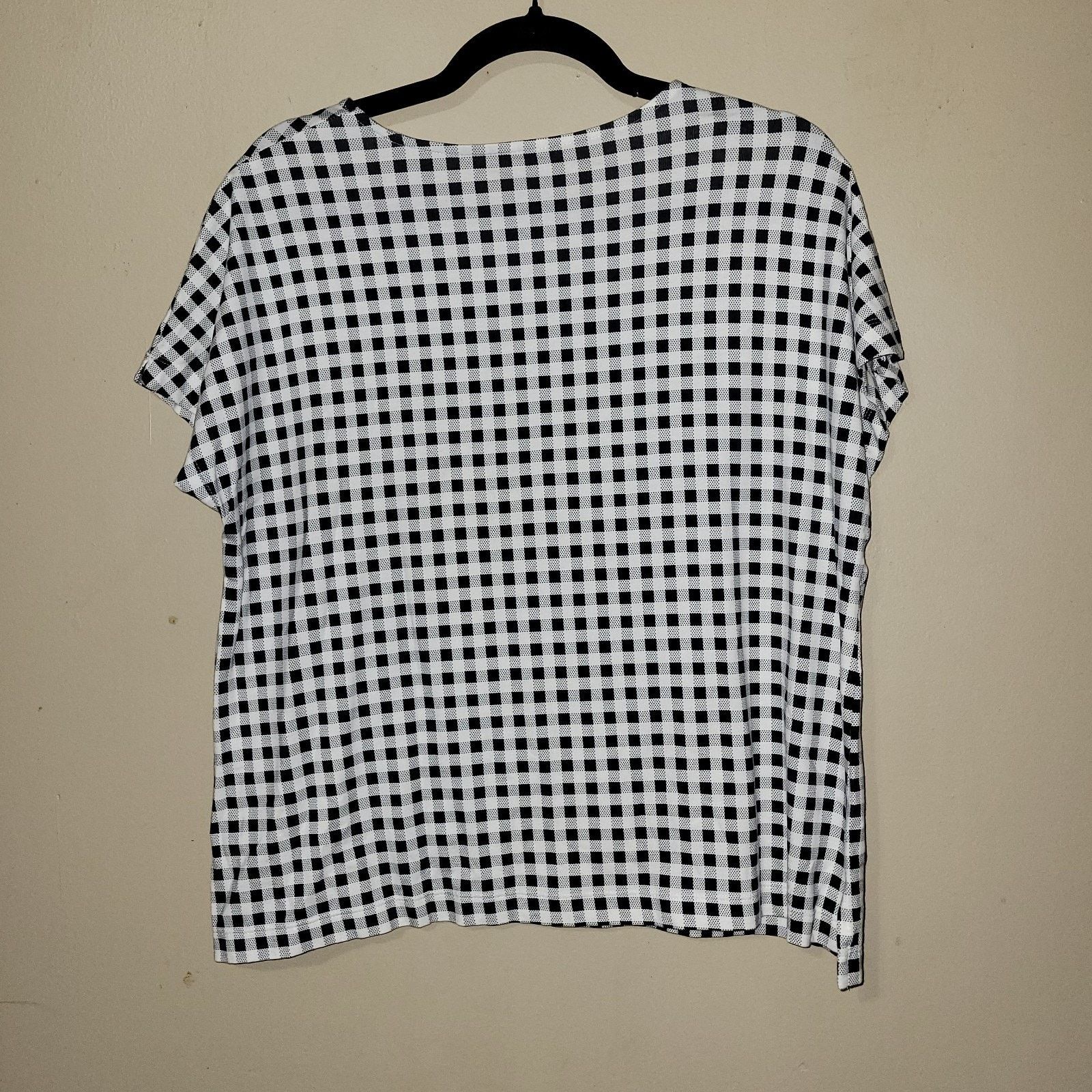 & Other Stories J Jill Black White Checkered Luxe Relaxed Tee Shirt Size MP Size XL / US 12-14 / IT 48-50 - 9 Thumbnail