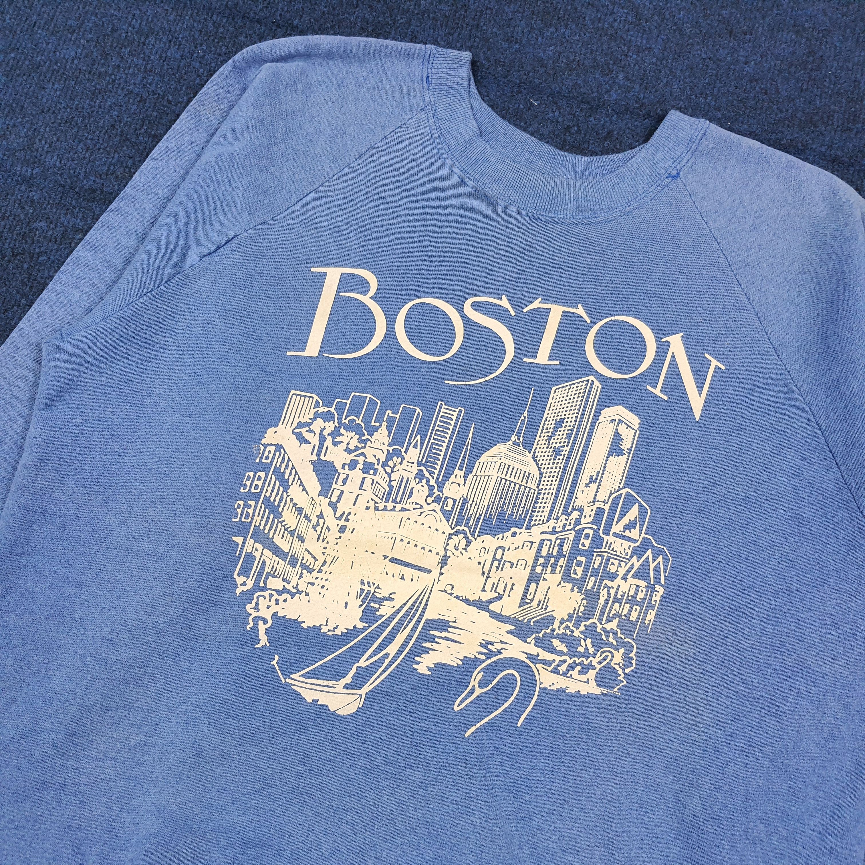 Fruit Of The Loom Vintage 90s Boston Skyline Sweatshirt Raglan C279N24 Size US M / EU 48-50 / 2 - 2 Thumbnail