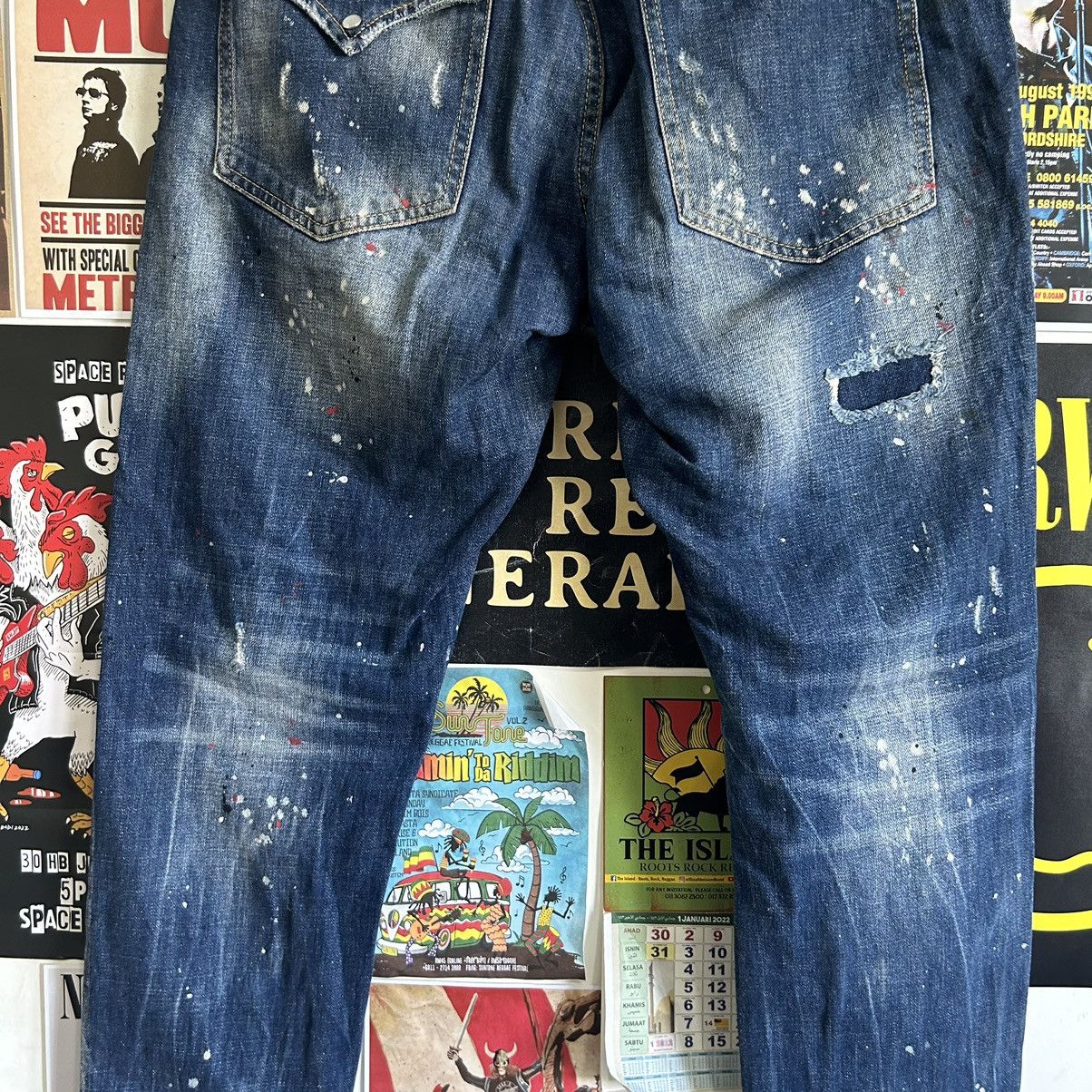 Dsquared2 Vintage Dsquared2 Paint Splash Patches Distressed Denim Size US 37 - 14 Thumbnail
