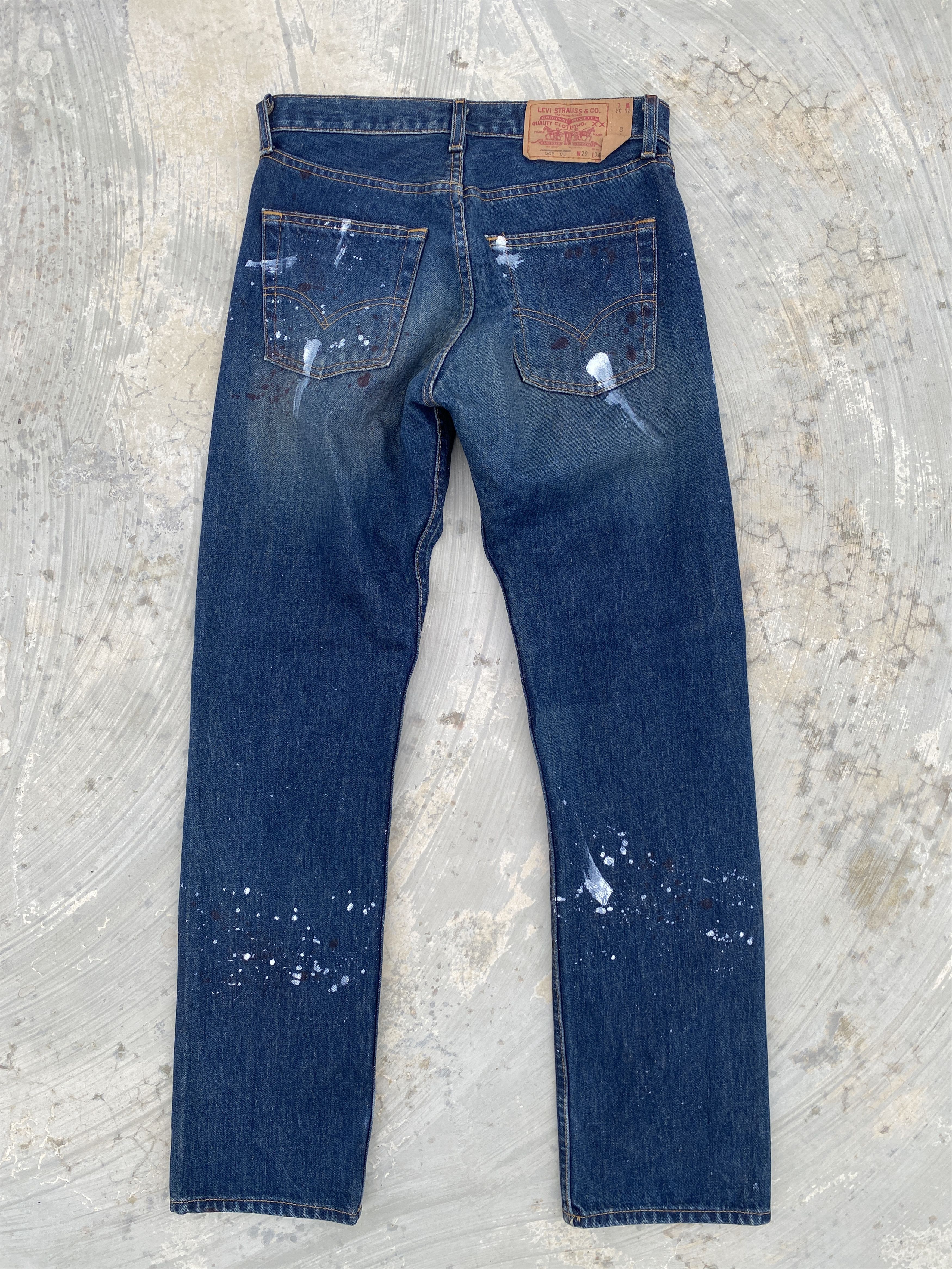 Levi's Reworked Levis 505 USA with Paint Splatter Size US 29 - 5 Thumbnail