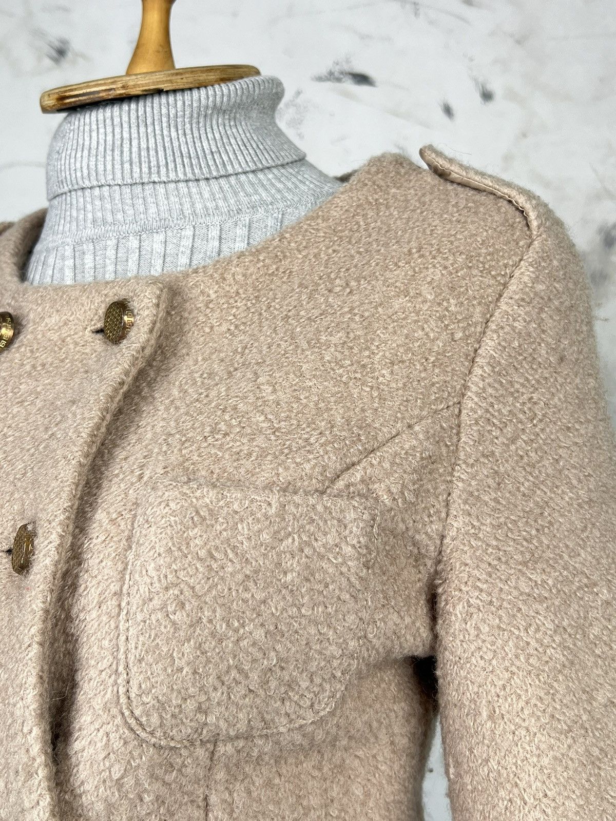 Max Mara Vintage Max Mara Beige Wool Blazer Coat Jacket Size S - M Size M / US 6-8 / IT 42-44 - 5 Thumbnail