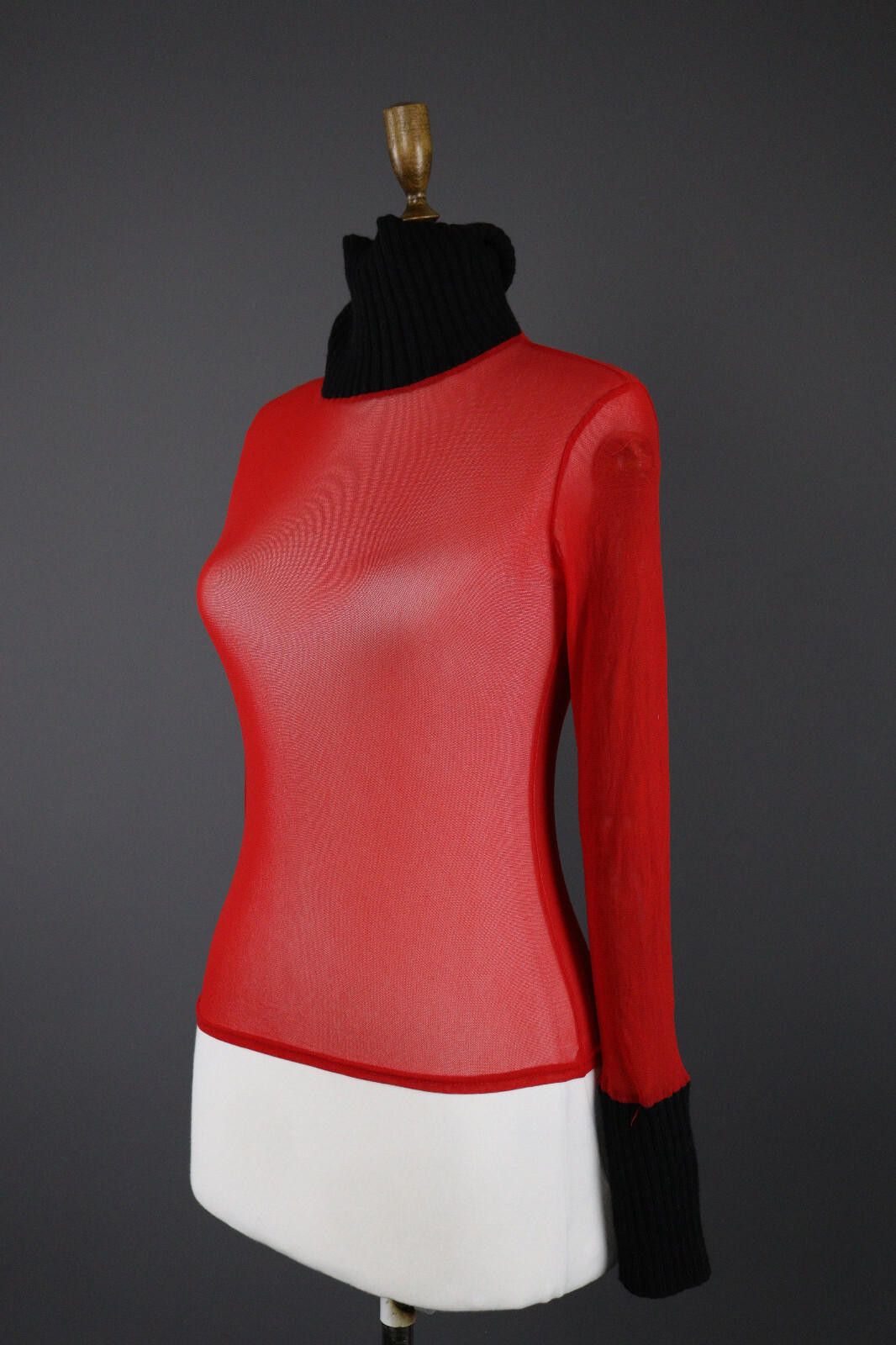 Designer Quinze Heures Trente Illusion Casual High Neck Mesh Sweater Size M / US 6-8 / IT 42-44 - 1 Thumbnail