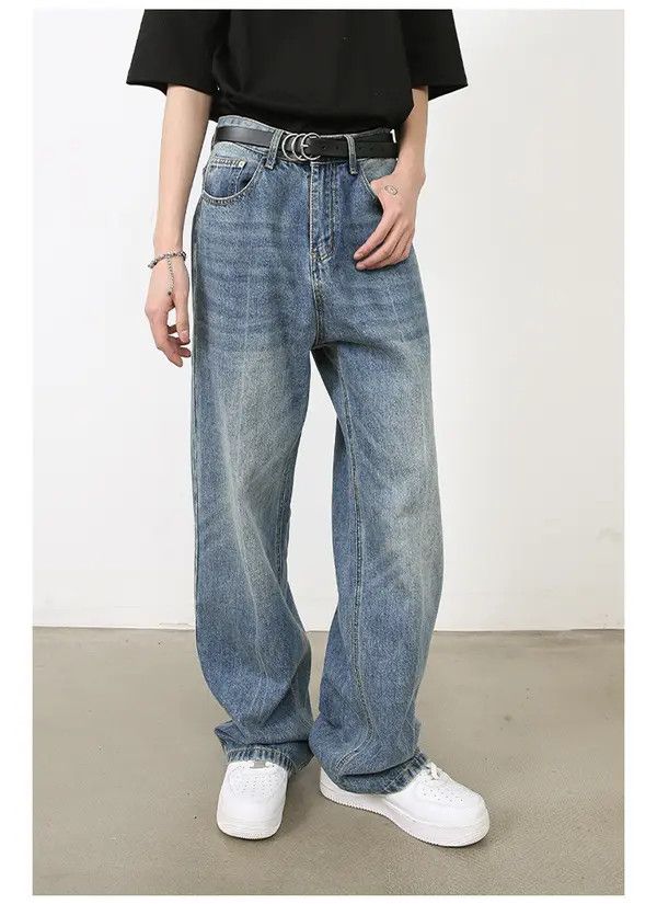 Japanese Brand Kawase x Iken Men's washed vintage straight casual jeans Size US 32 / EU 48 - 2 Thumbnail