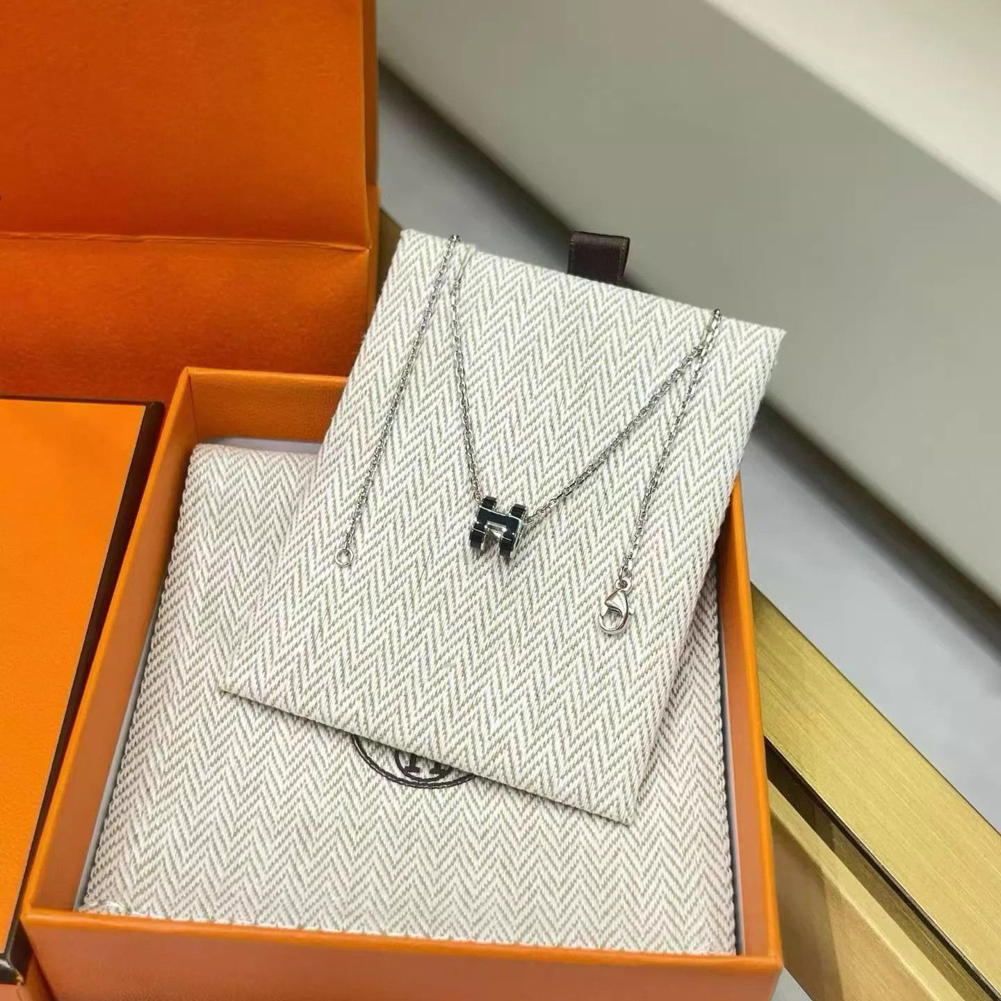 Hermes Hermes Pop Mini H Black Silver Necklace AH320 Size ONE SIZE - 6 Thumbnail