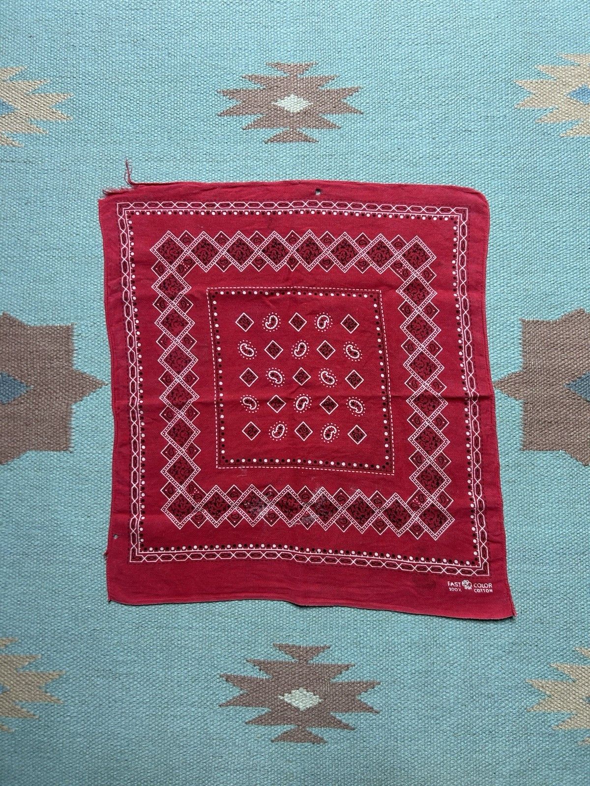 Vintage Vintage 1950s elephant bandana trunk up soft cotton selvedge Size ONE SIZE - 1 Thumbnail