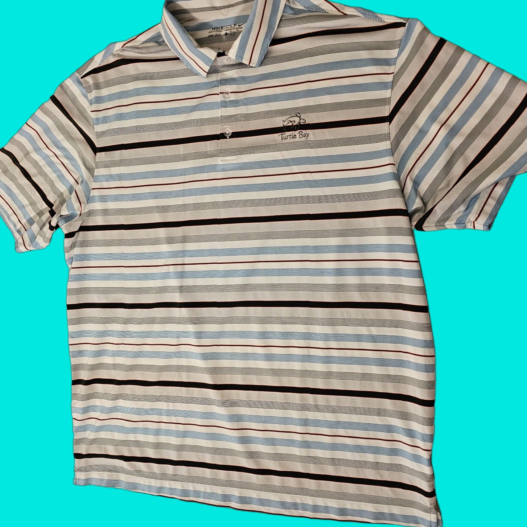 Nike Nike Shirt Men's XL White Stripe Multicolor Dri-Fit Performance Polo Golf Size US XL / EU 56 / 4 - 1 Thumbnail