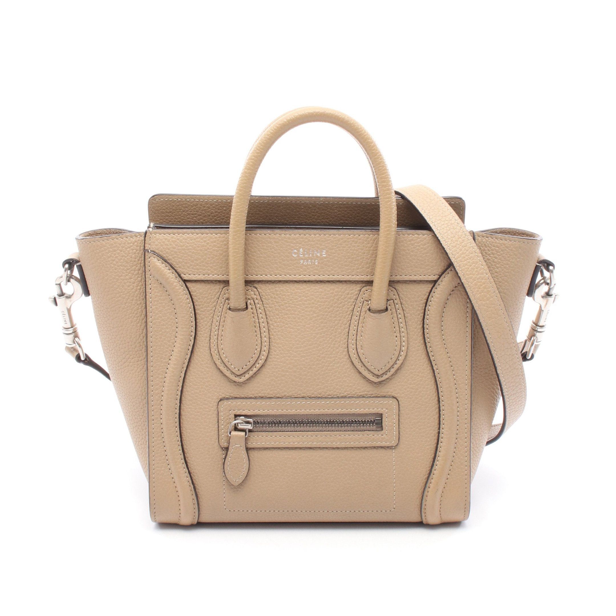 Celine Celine Luggage Nano Shopper Handbag Leather Gray Brown Size ONE SIZE - 1 Thumbnail