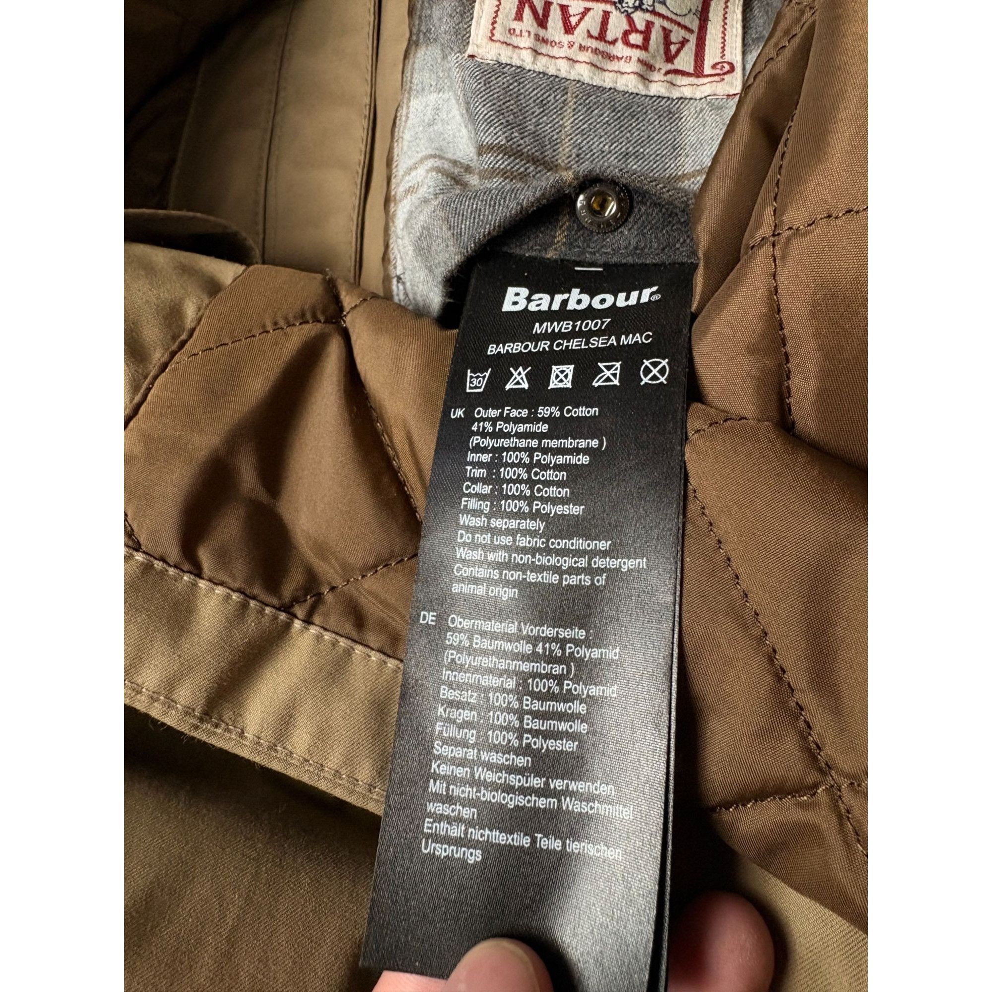 Barbour Barbour Mens Beige Waxed Cotton Jacket W/ Corduroy Collar & Size US XXL / EU 58 / 5 - 11 Thumbnail