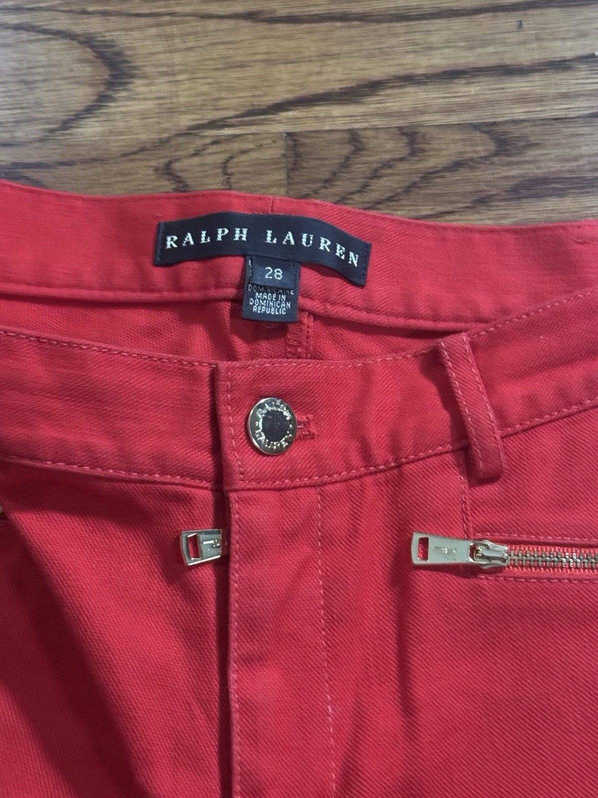 Ralph Lauren Womens Ralph Lauren Black Label Red Moto Biker Jeans Size 28 Size 28" / US 6 / IT 42 - 2 Thumbnail