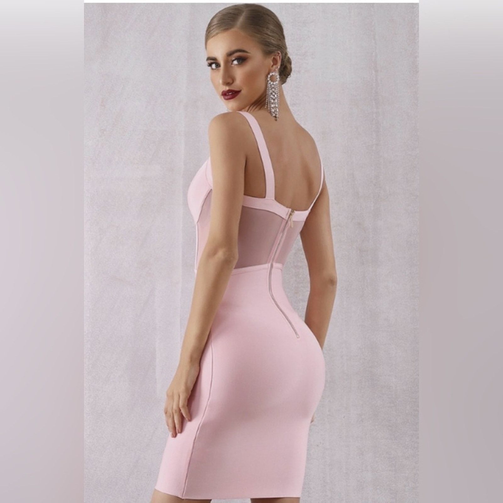 Other Y2K Elegant Pink Bodycon Midi with mesh Dress size S Size S / US 4 / IT 40 - 3 Thumbnail