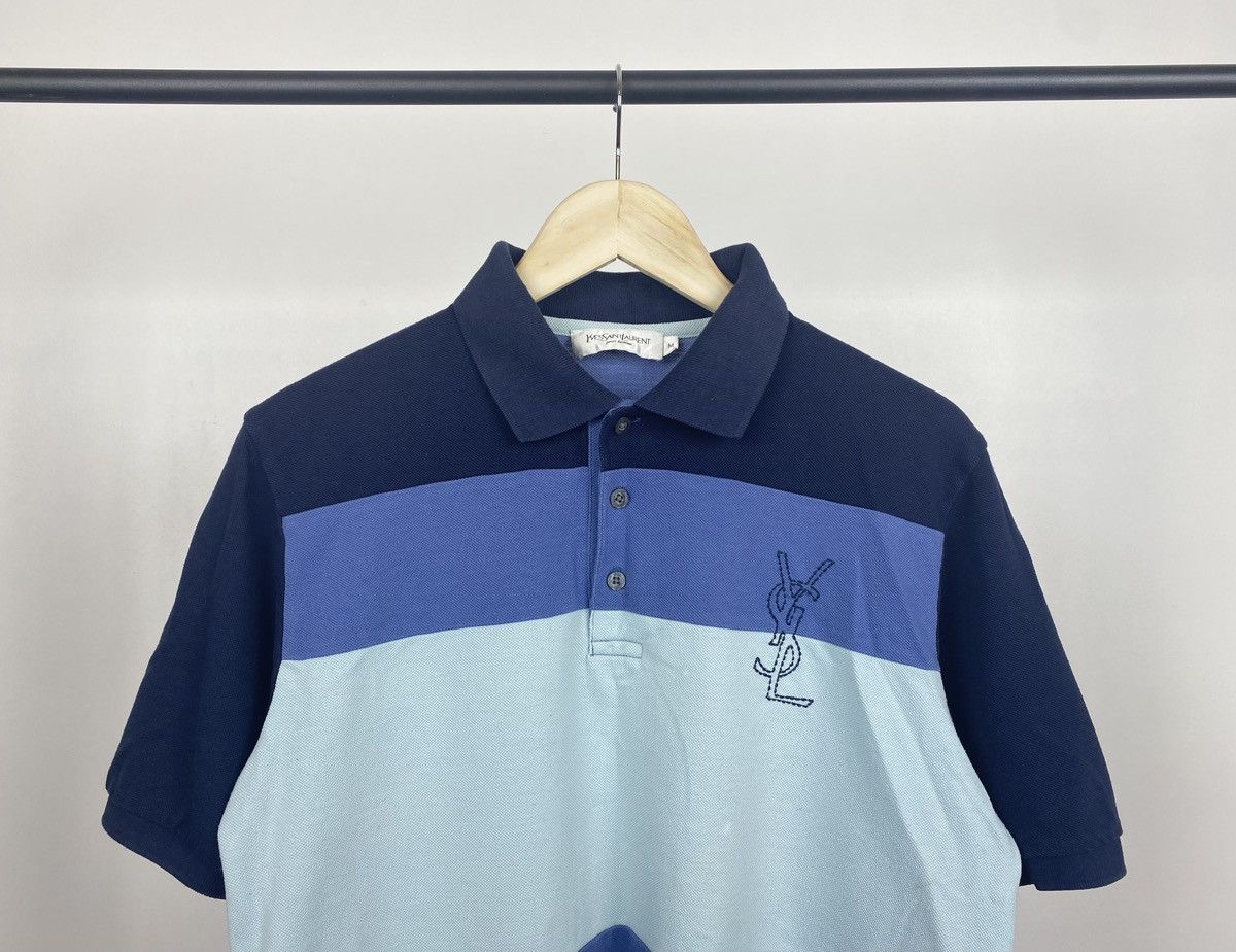 Saint Laurent Paris Yves Saint Laurent Striped Polo Shirt Big Logo YSL Preppy Size US M / EU 48-50 / 2 - 3 Thumbnail