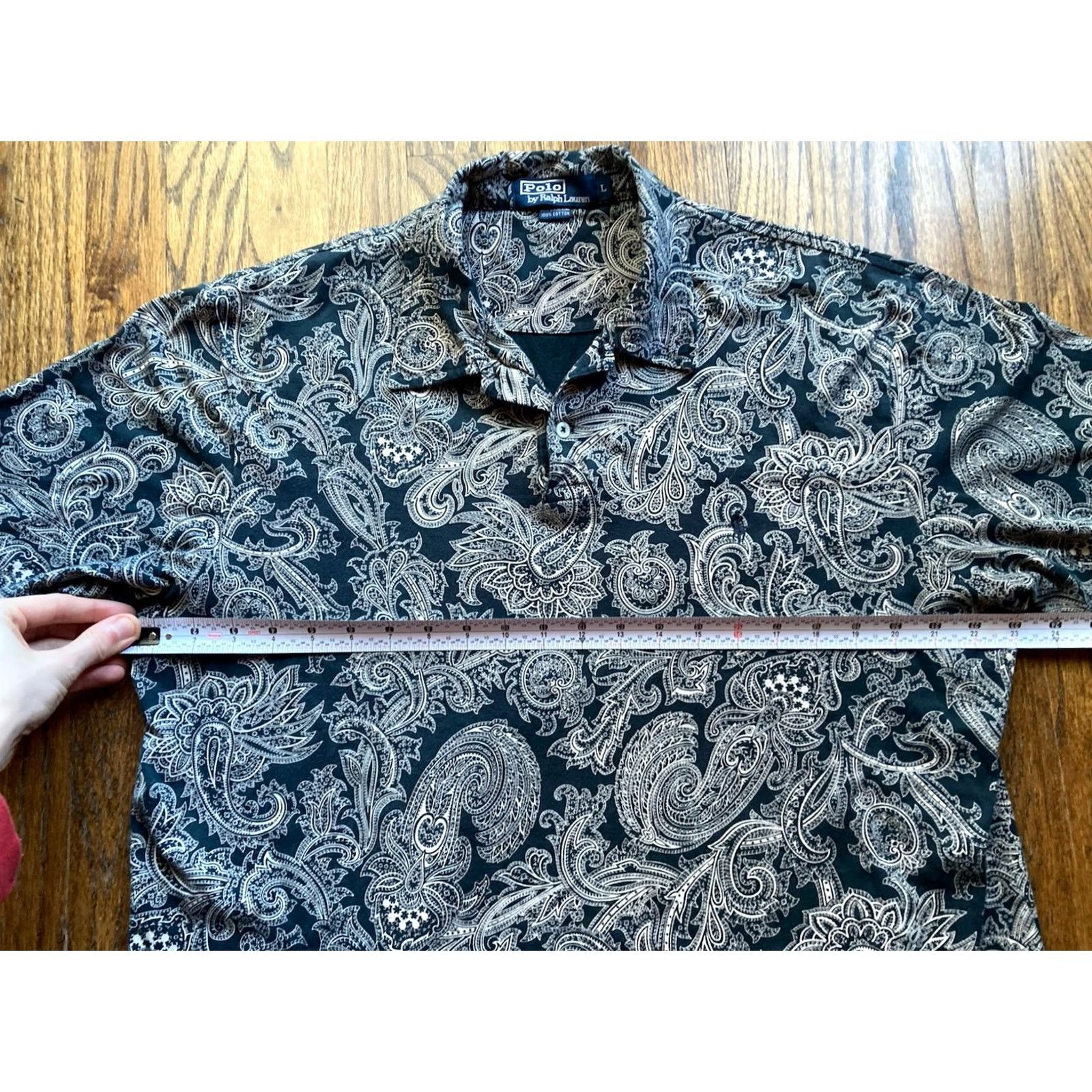 Polo Ralph Lauren VINTAGE Polo Ralph Lauren Shirt Mens L Paisley Navy Blue 90s Cotton Short Sleeve Size US L / EU 52-54 / 3 - 7 Thumbnail