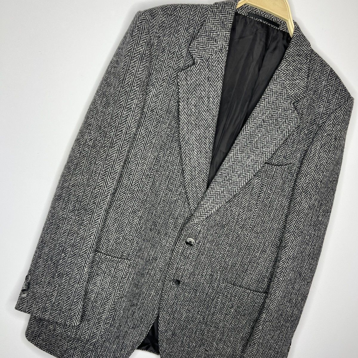 Designer × Harris Tweed × Vintage Vtg Harris Tweed Grey Coat WOOL Jacket Blazer 40 R Size 40R - 3 Thumbnail