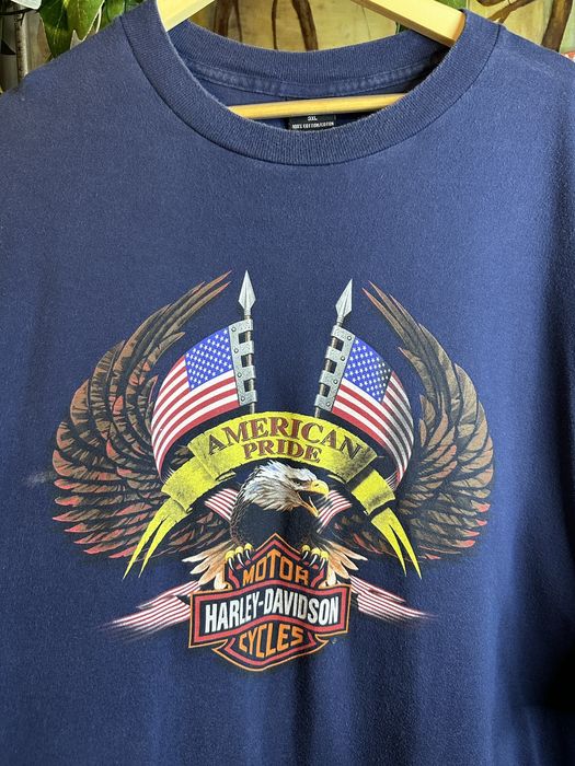 Harley-Davidson Motorcycle Bike T-shirt Made in USA Men's XL cotton navy blue type Vintage Second Hand