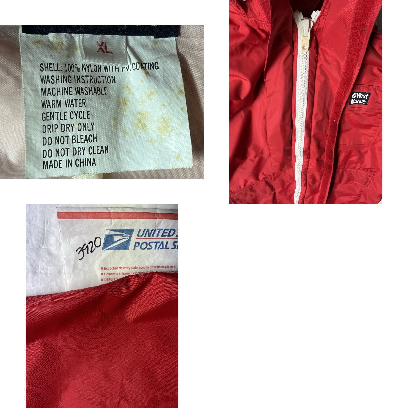 Nautica WEST MARINE 100% Nylon RED HOODED MEN'S XL Waterproof Jacket Rain Coat Men XL Red Nylon West Marine Nautical Gear Size US XL / EU 56 / 4 - 10 Thumbnail
