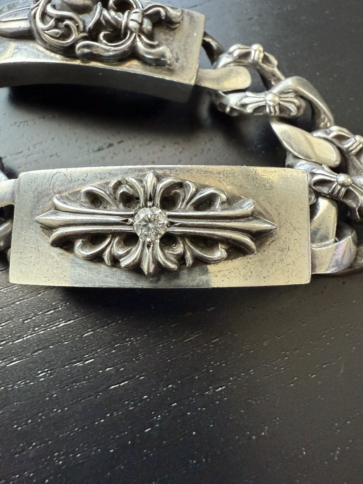 Chrome Hearts DOUBLE ID DIAMOND FLORAL HEART DAGGER FANCY 8 LINK Size ONE SIZE - 2 Thumbnail