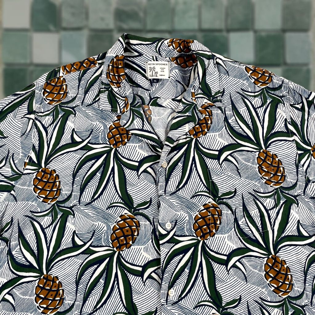 Reyn Spooner Reyn Spooner Hawaiian Shirt Men XL Pineapple Japanese Spun Rayon Loop Collar NEW Size US XL / EU 56 / 4 - 1 Thumbnail