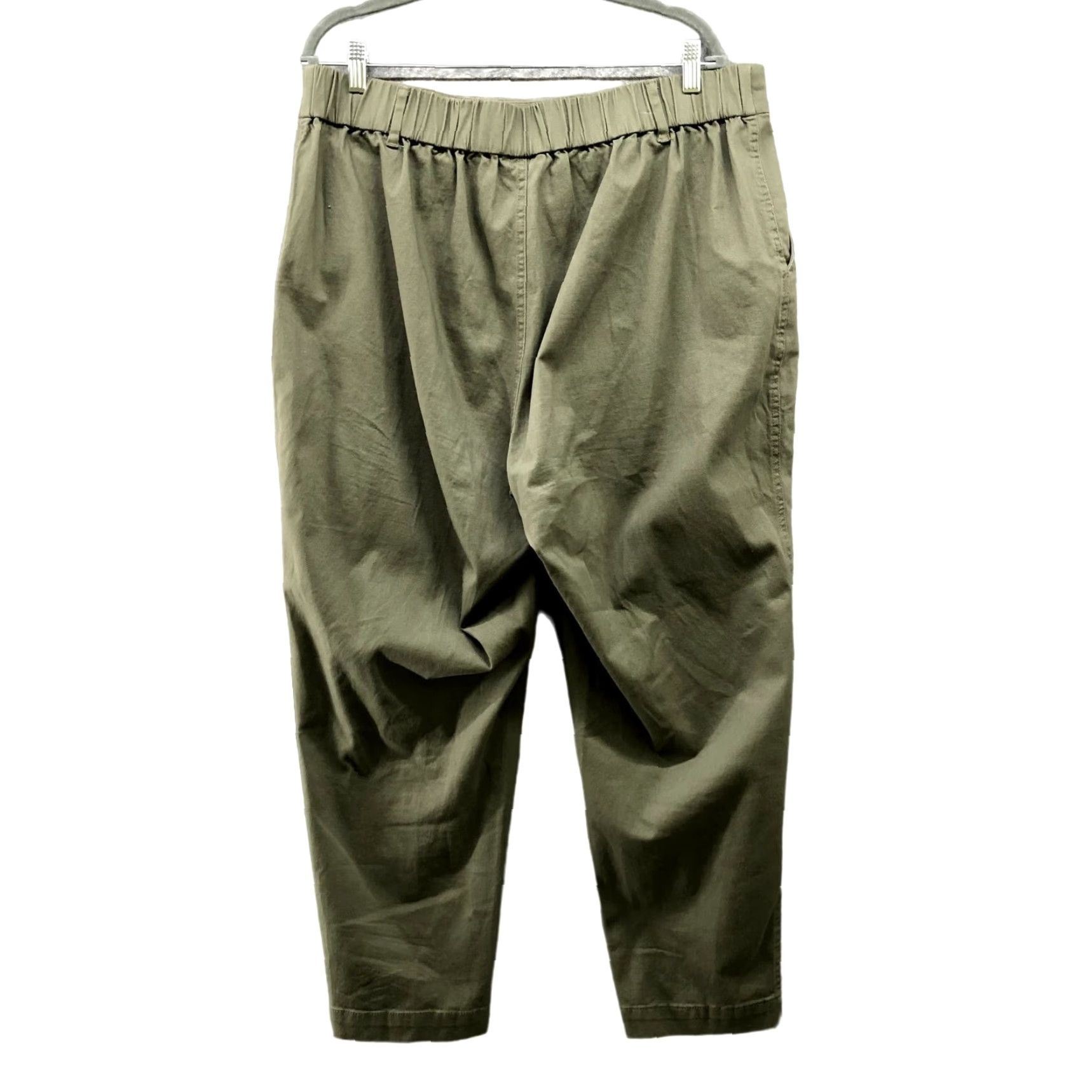 Vintage Bar lll Chino Pants Womens 18W Army Green Elastic Waistband Stretch Tapered Crop Pants Womens Chino Army Green 18W Stretch Crop Bar lll Size 40" / US 18 - 2 Thumbnail