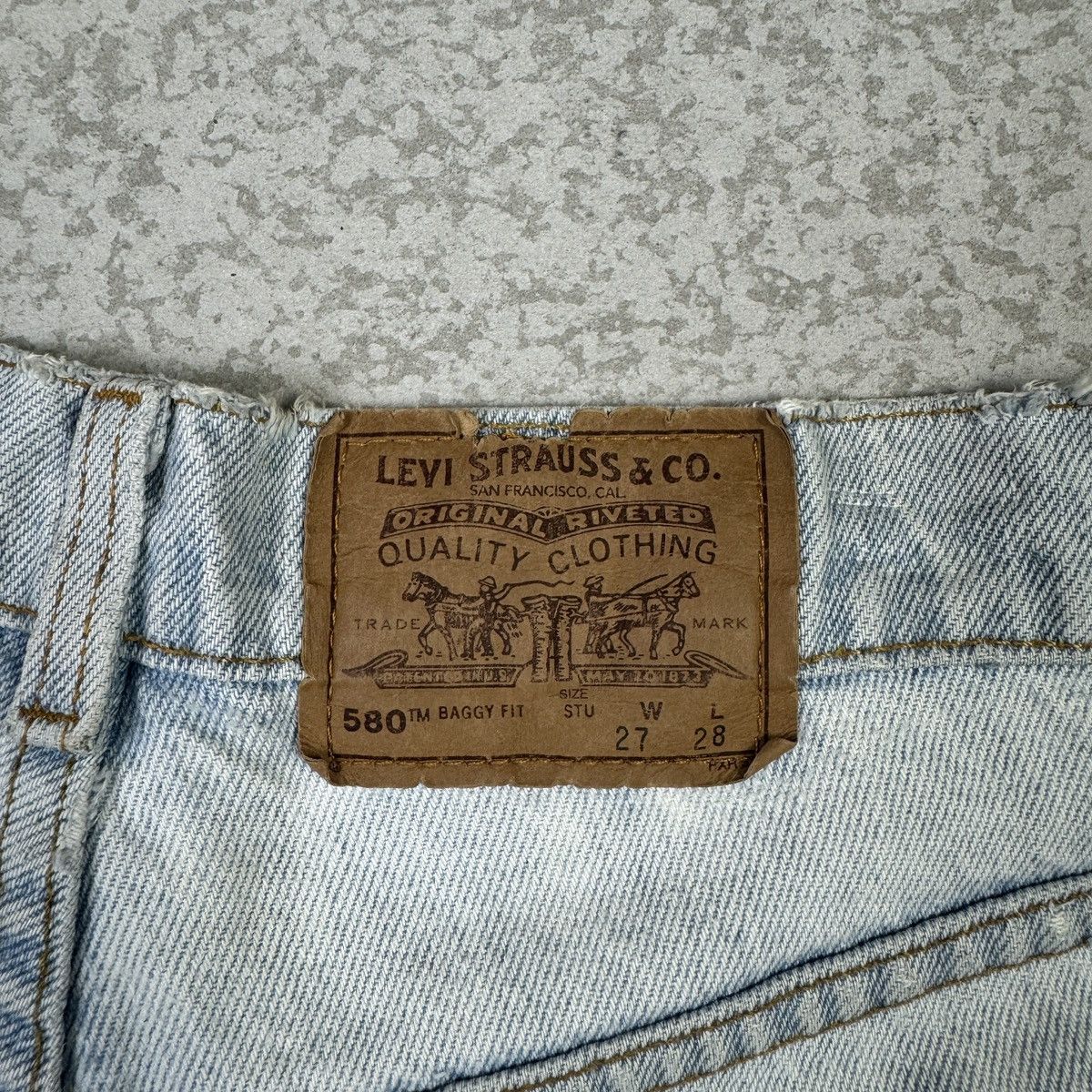 Levi's × Vintage 💥Vintage 90s Levis 580 Student Baggy Fit Sick Blue Wash Jean Size US 28 / EU 44 - 15 Thumbnail