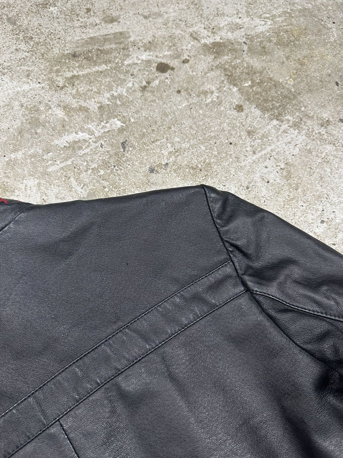 Vintage y2k Black Genuine Leather Jacket Japanese