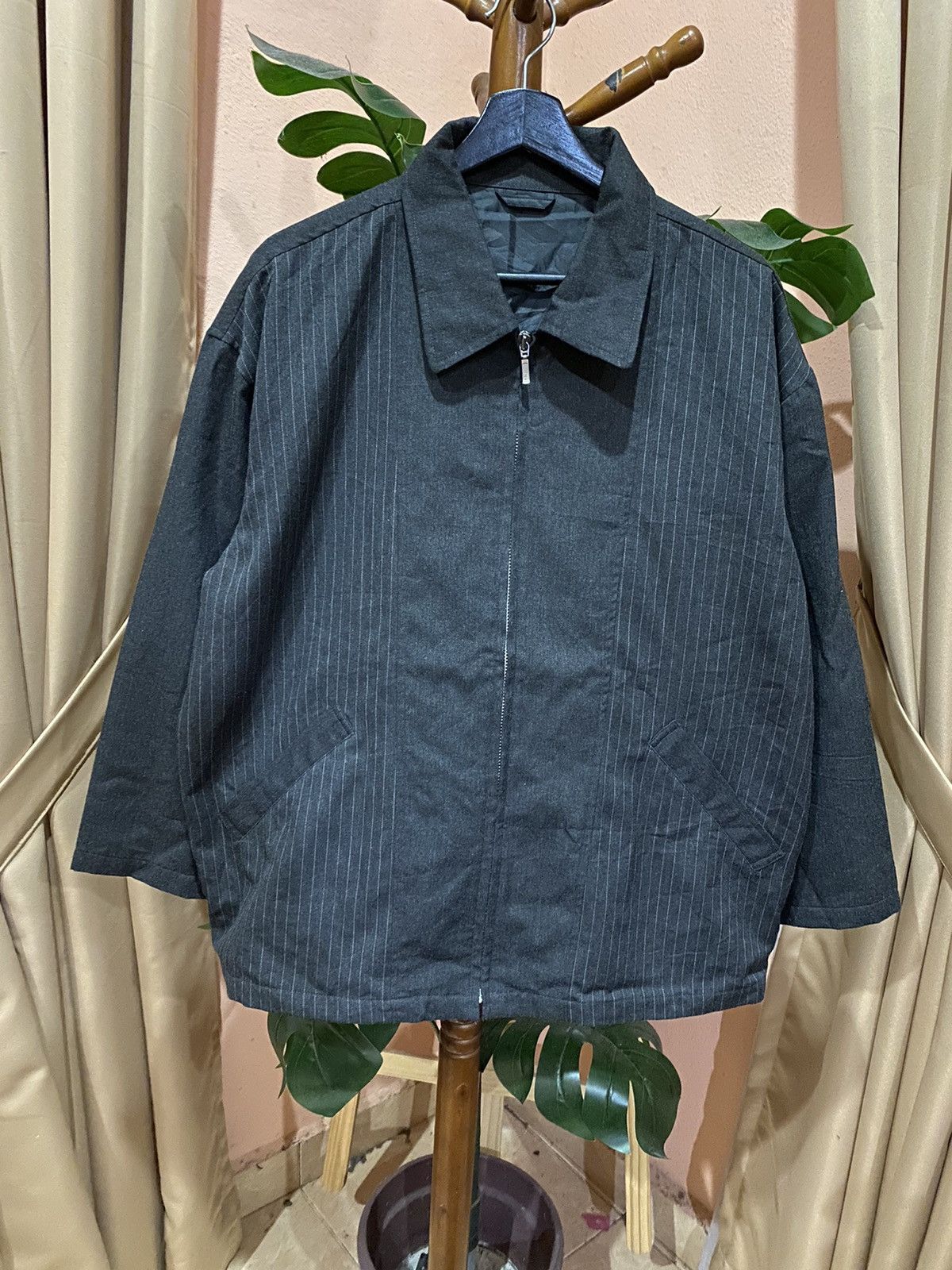 Japanese Brand Vintage Section Spinash Homme Pinstripe Zip Jacket – Classic Size US XXL / EU 58 / 5 - 1 Thumbnail