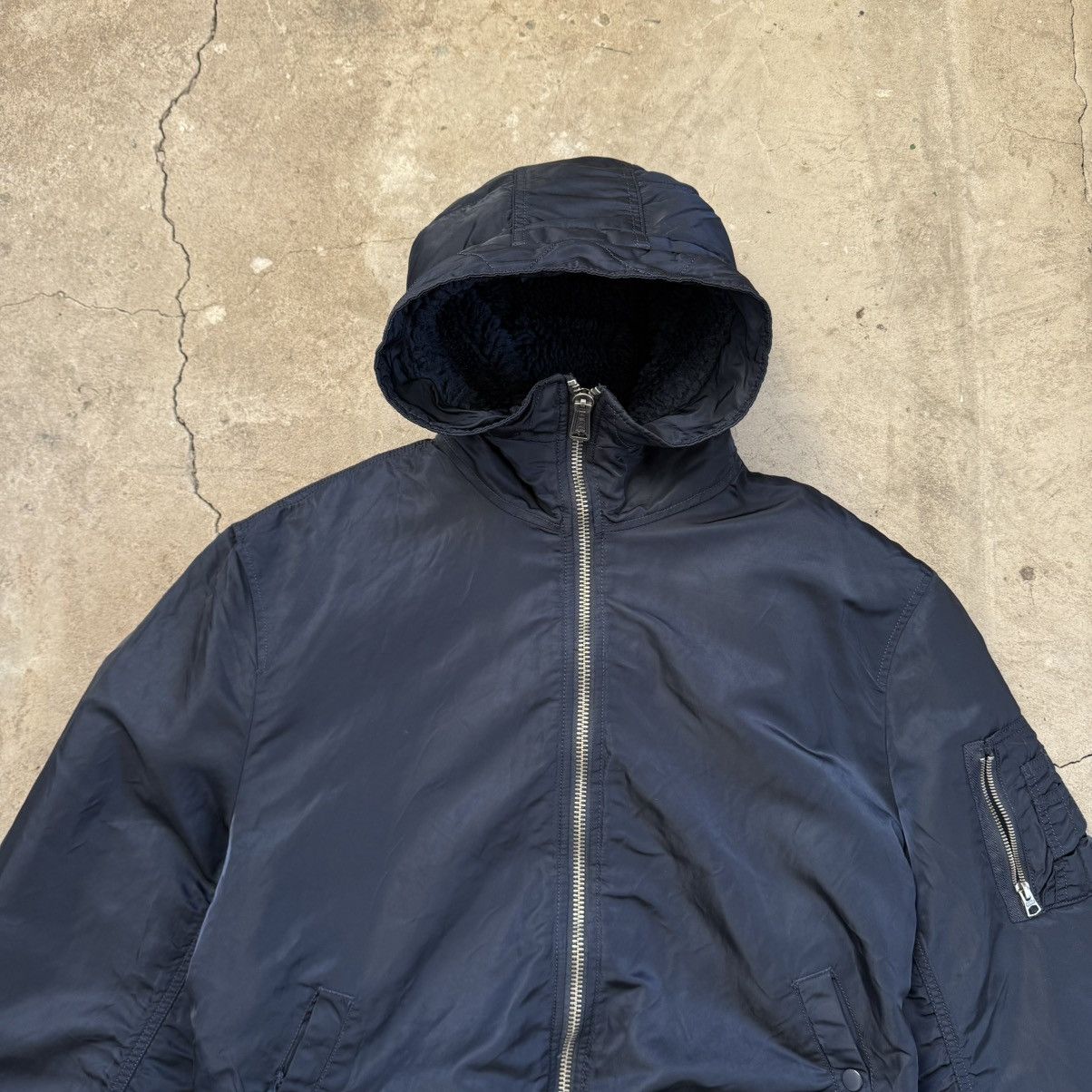 Alpha Industries Alpha Industries Navy Hylon Bomber Jacket With Hood Size US XXL / EU 58 / 5 - 3 Thumbnail