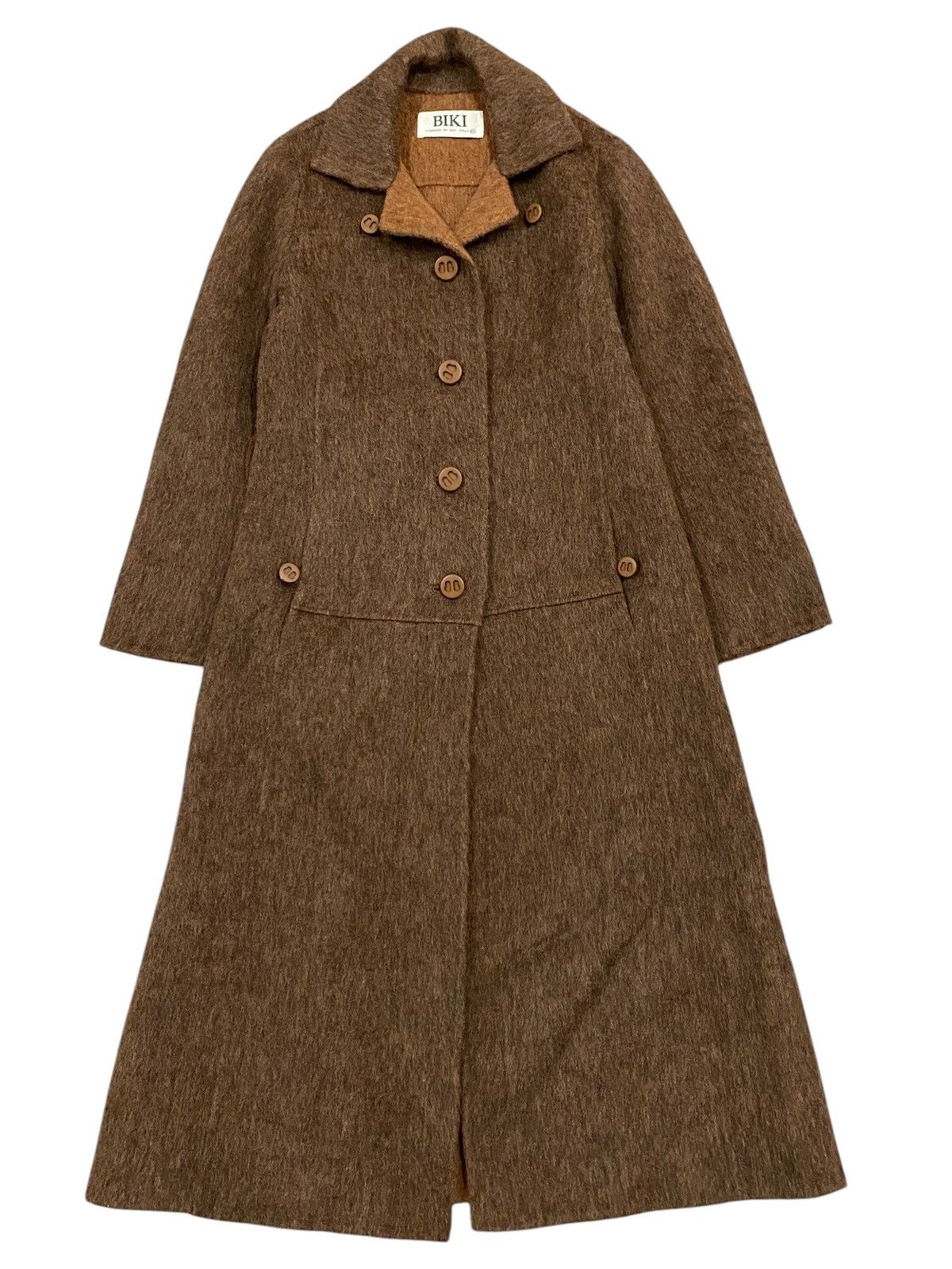 Vintage Vintage BIKI Italy Wool Blend Brown Long Coat Mohair Size M / US 6-8 / IT 42-44 - 1 Thumbnail