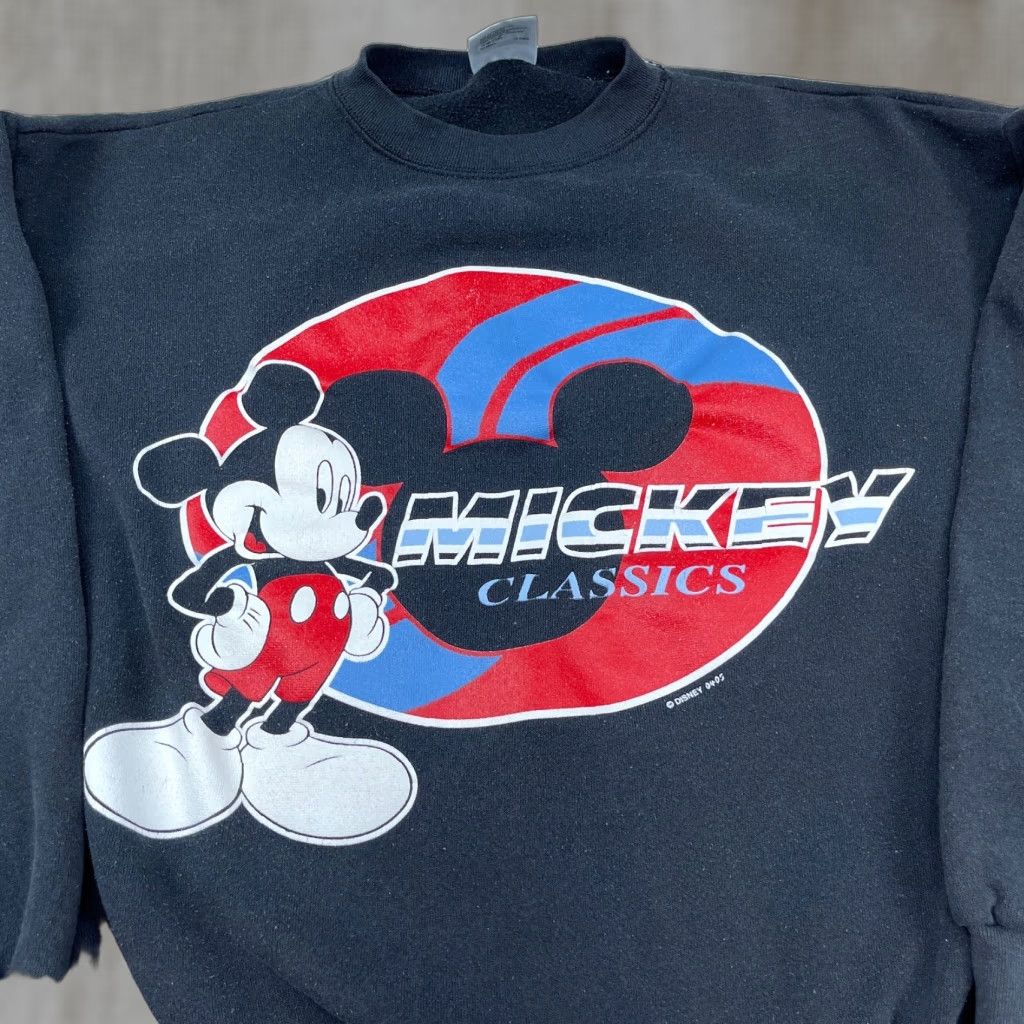 Disney VINTAGE Disney Sweatshirt Men XL Black Mickey Mouse USA Crew Neck Logo 90s Cartoon Grunge Retro Halloween Christmas All Seasons Graphic Print Gift? Size US XL / EU 56 / 4 - 1 Thumbnail