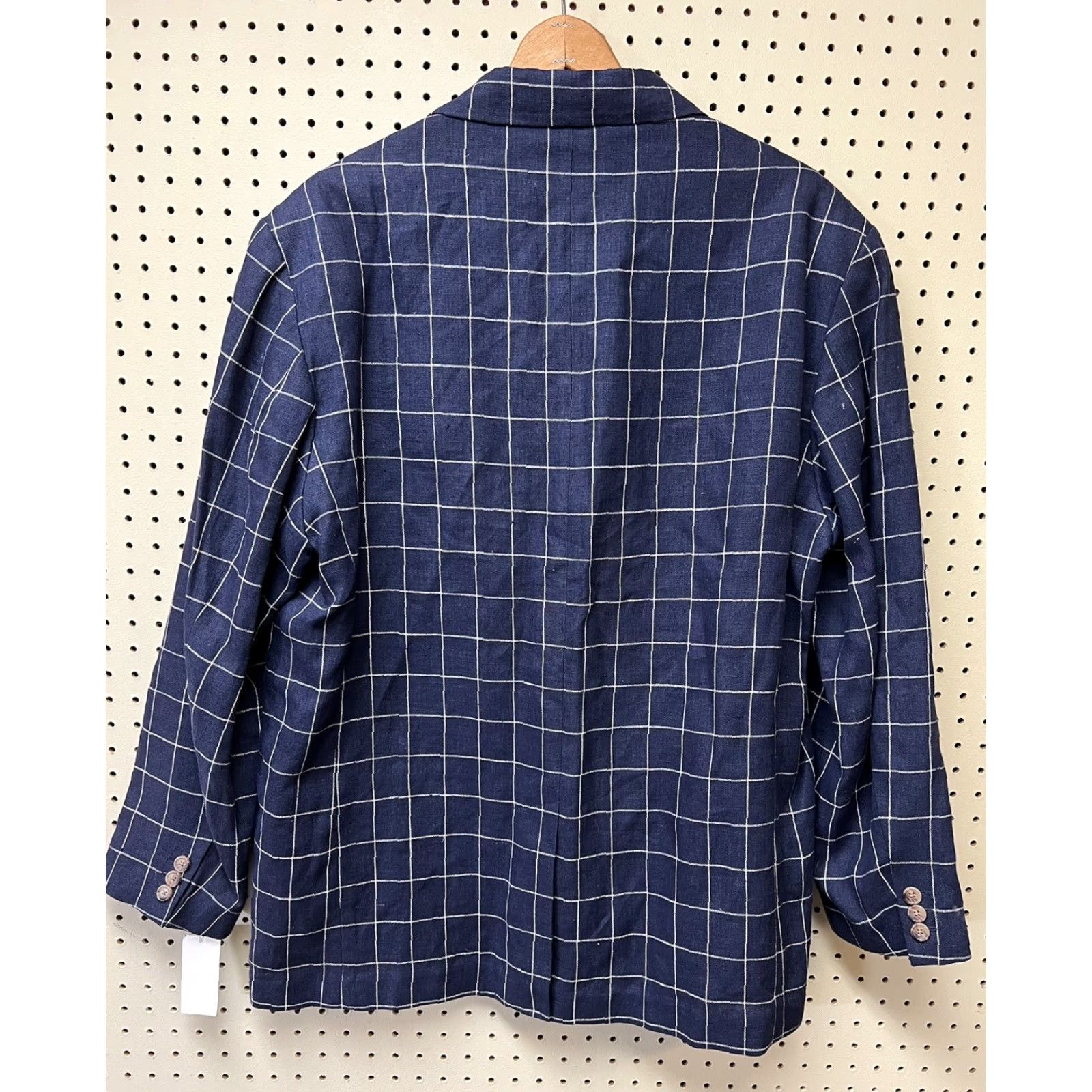 Tommy Hilfiger New Tommy Hilfiger Men Blazer Sz Large Linen Jacket Blue White Windowpane Size 42R - 2 Thumbnail